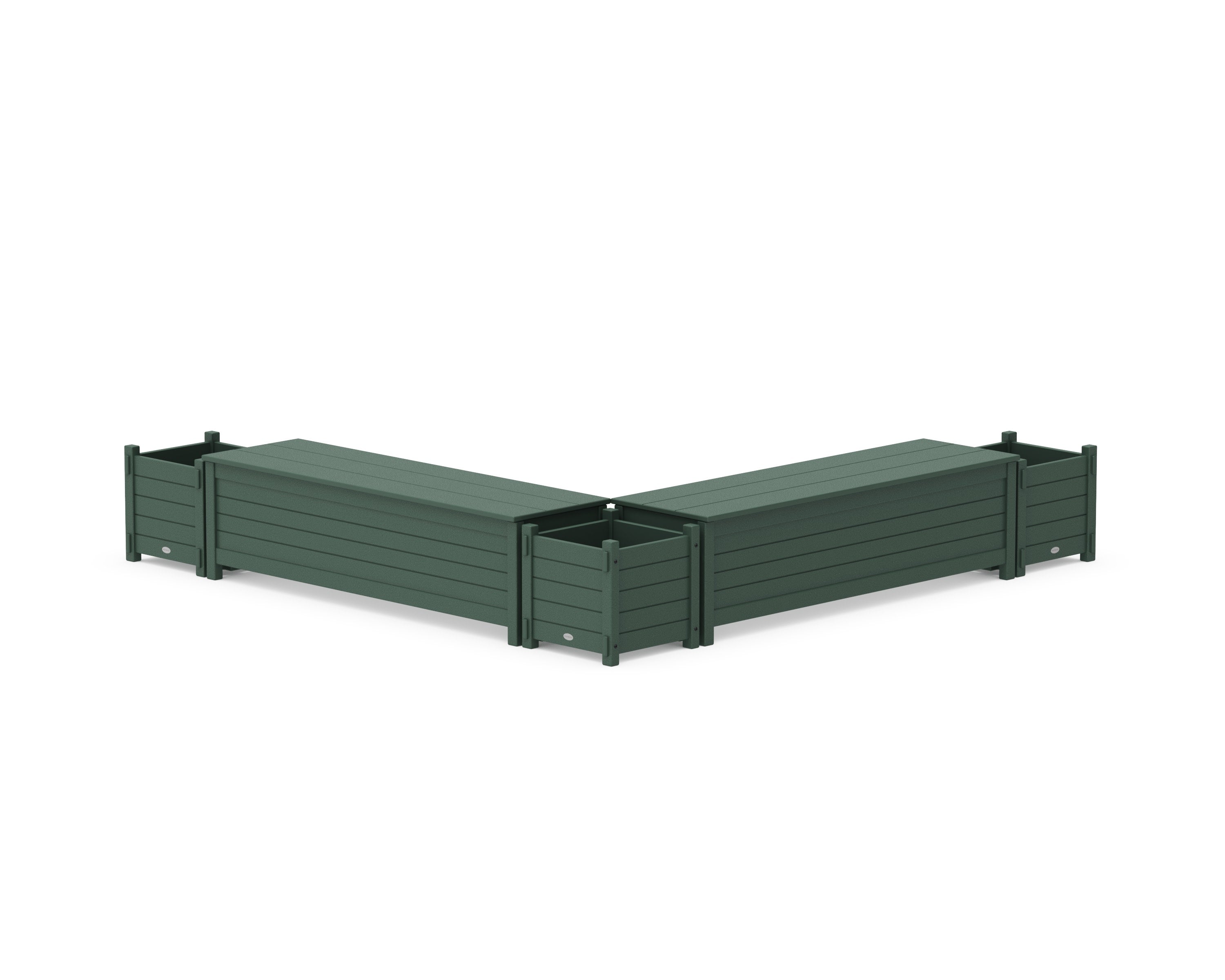 60" Nautical L- Shaped Planter Storage Bench Corner Set in Green