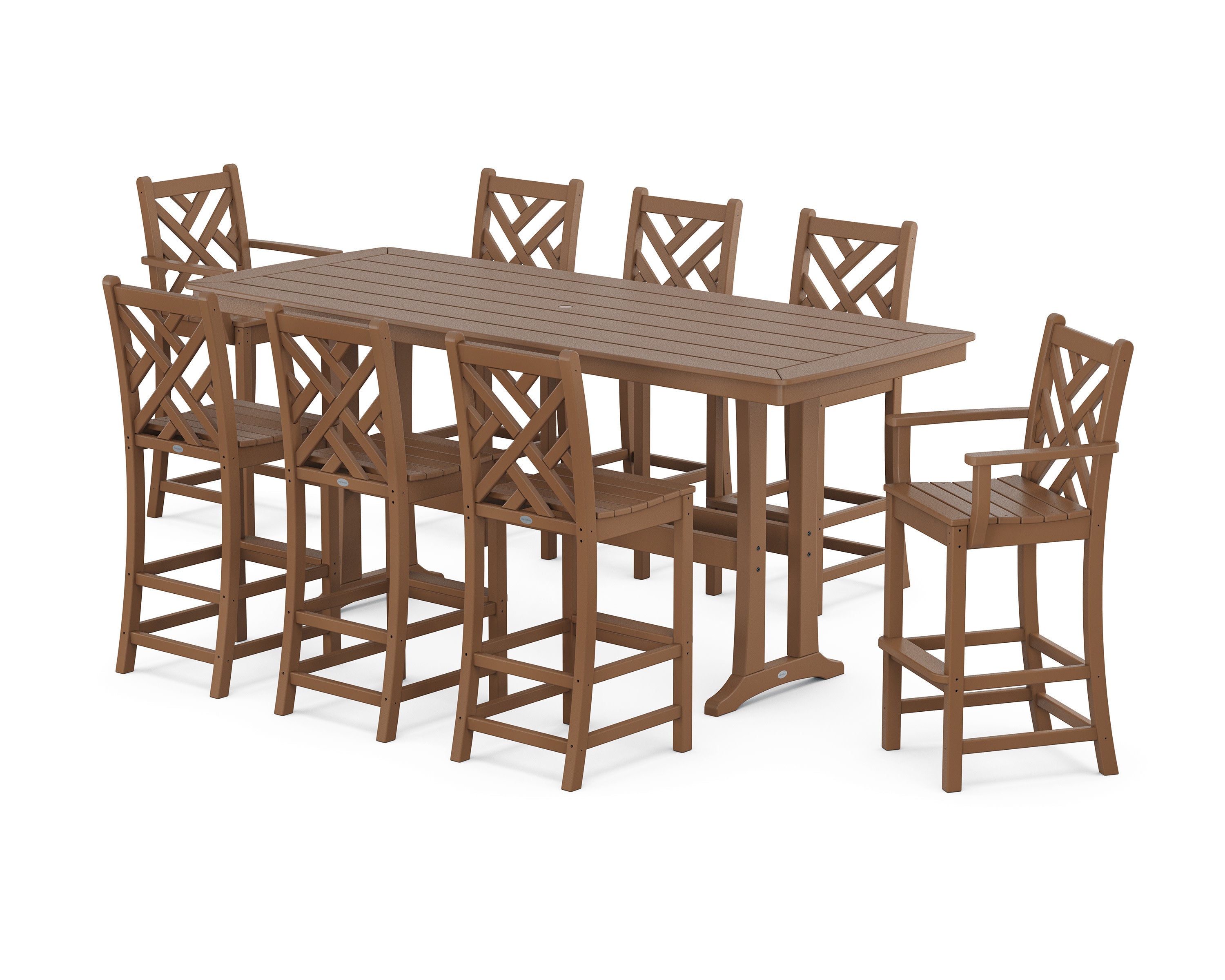 Chippendale 9-Piece Bar Set with Trestle Legs in Teak