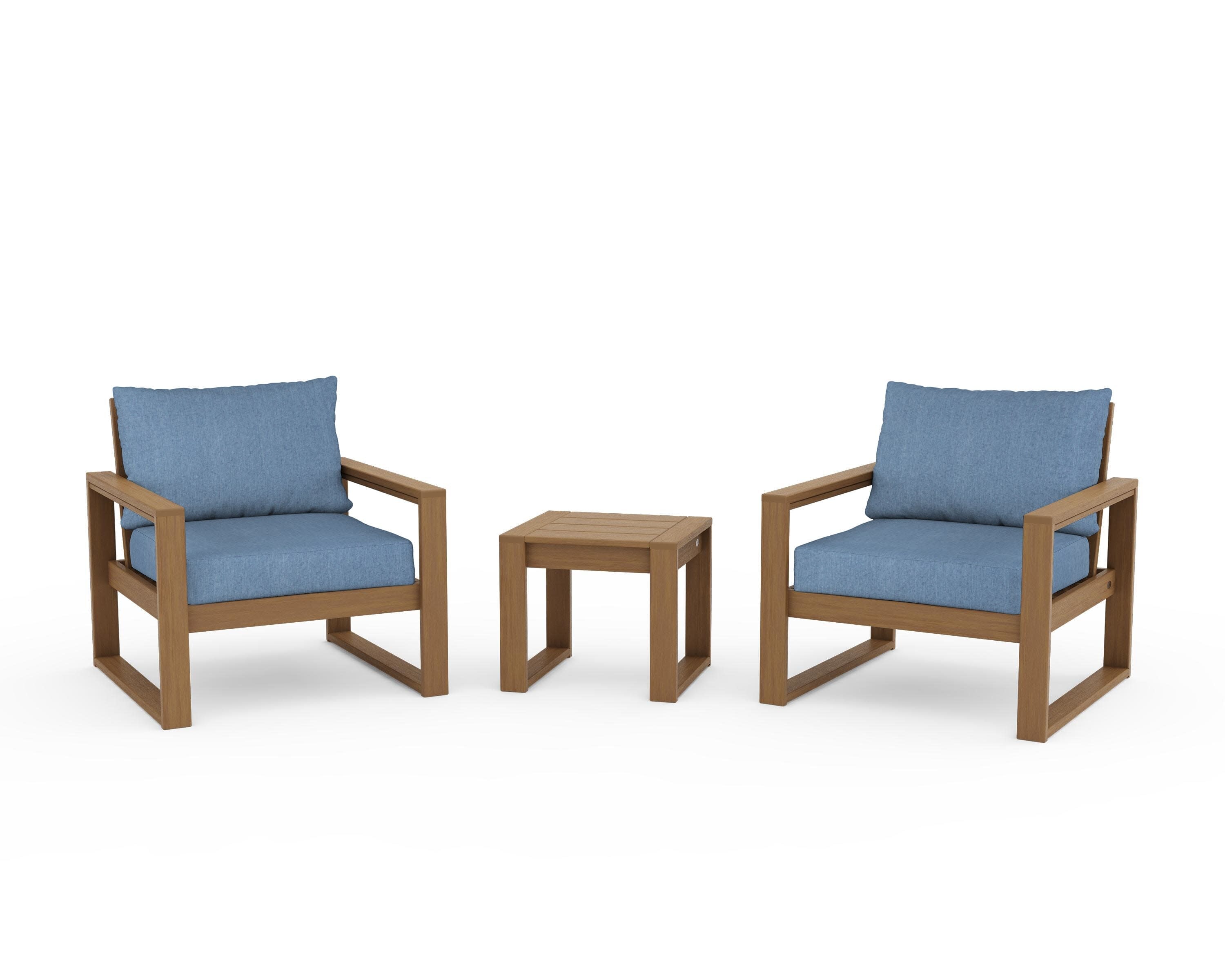 EDGE Sectional 3-Piece Deep Seating Set in Natural / Sky Blue