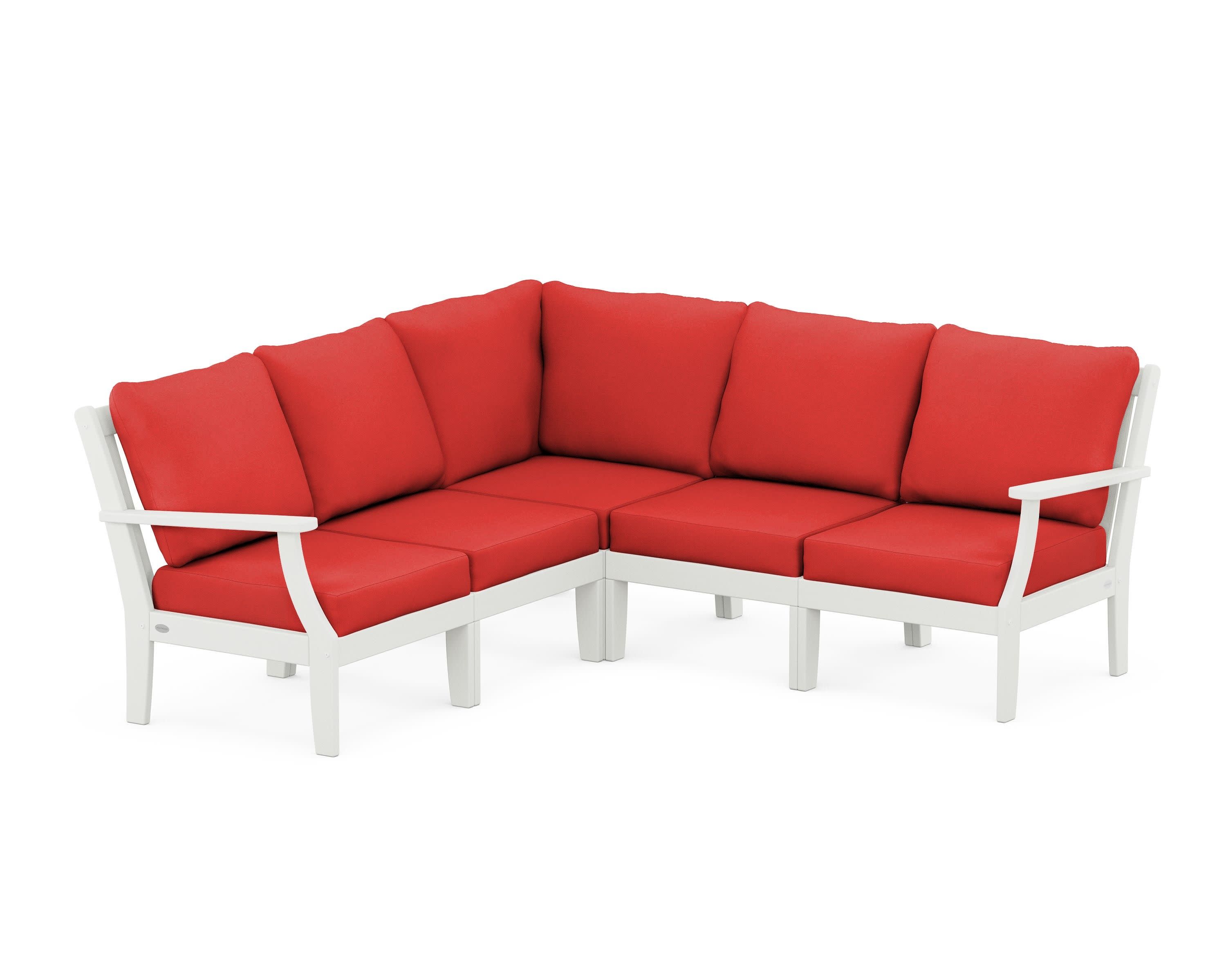 Braxton Modular 5-Piece Deep Seating Set in Vintage White / Crimson Linen