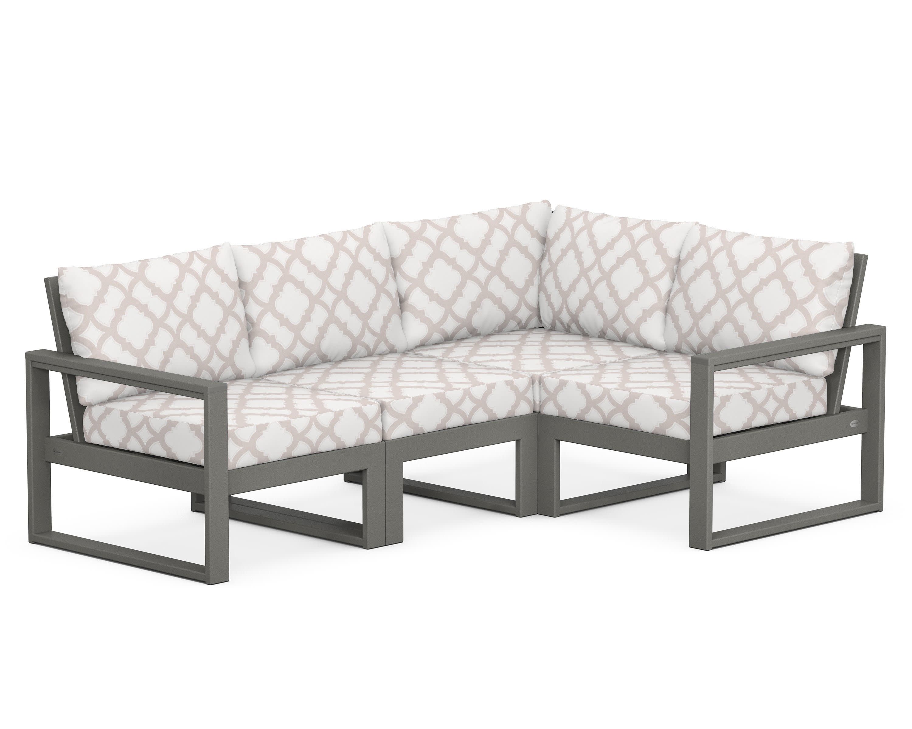 EDGE 4-Piece Modular Deep Seating Set in Slate Grey / Trellis Dune Burlap
