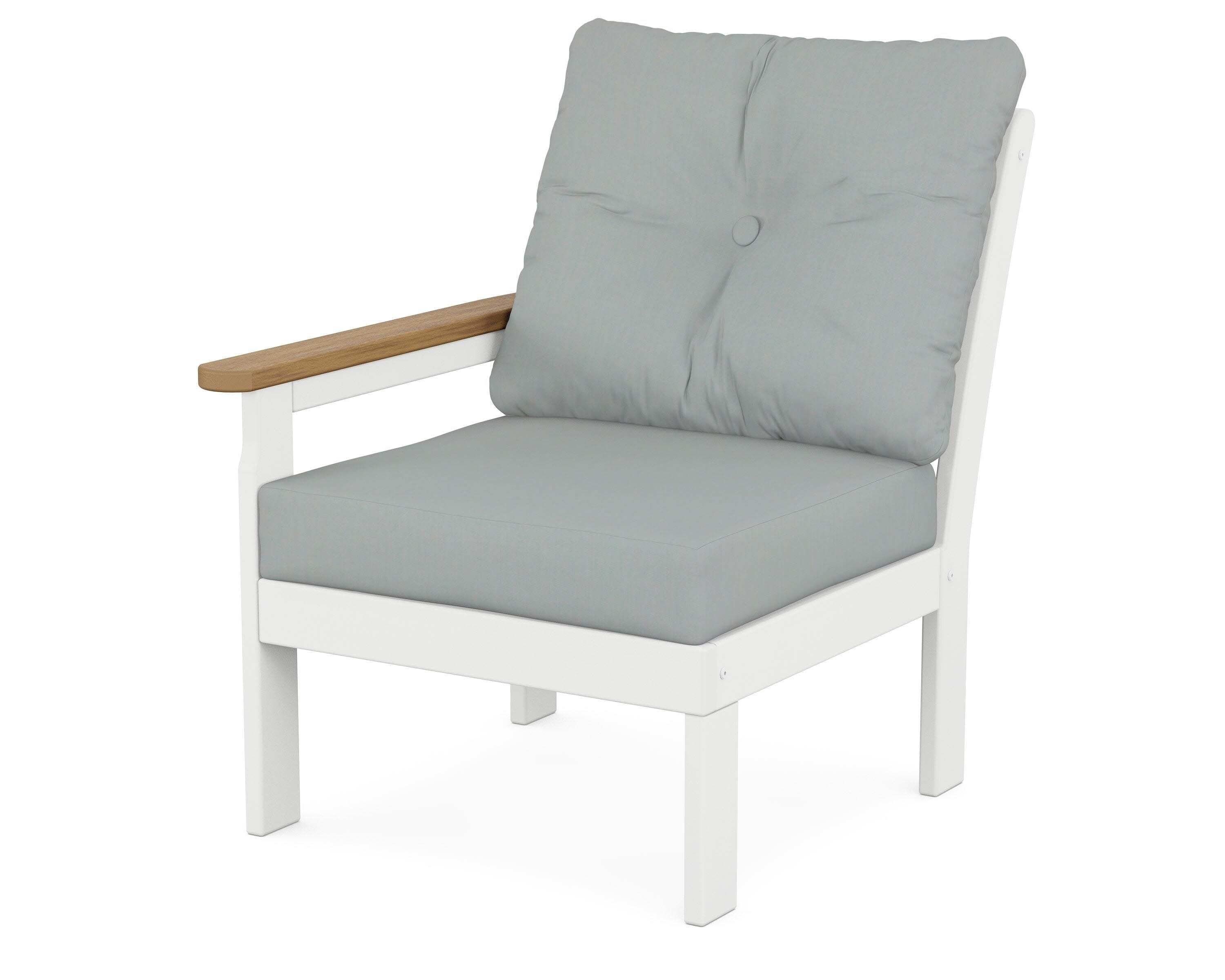 Vineyard Modular Left Arm Chair in White / Natural / Spa