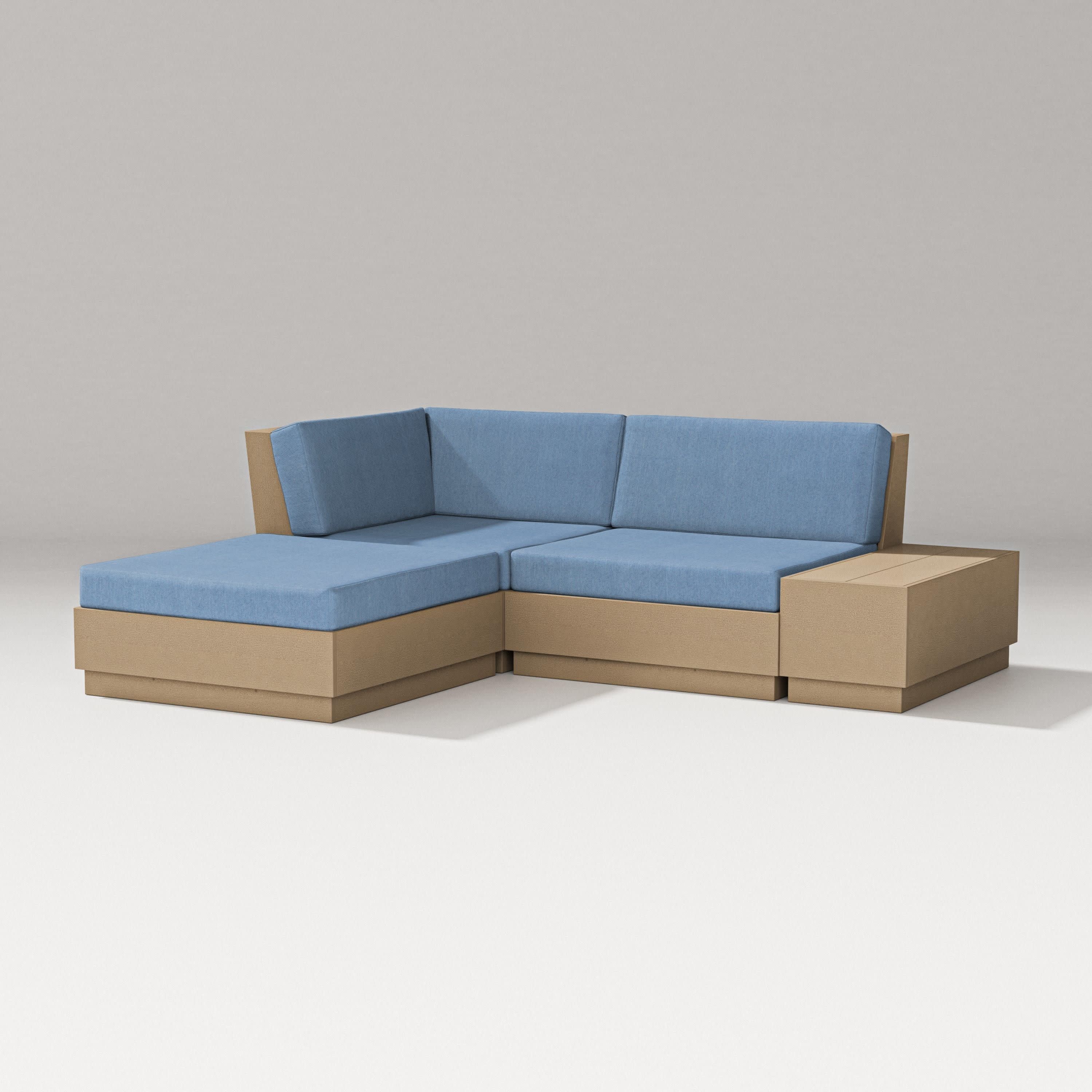 Elevate Loveseat Sectional with Chaise in Vintage Sahara / Sky Blue