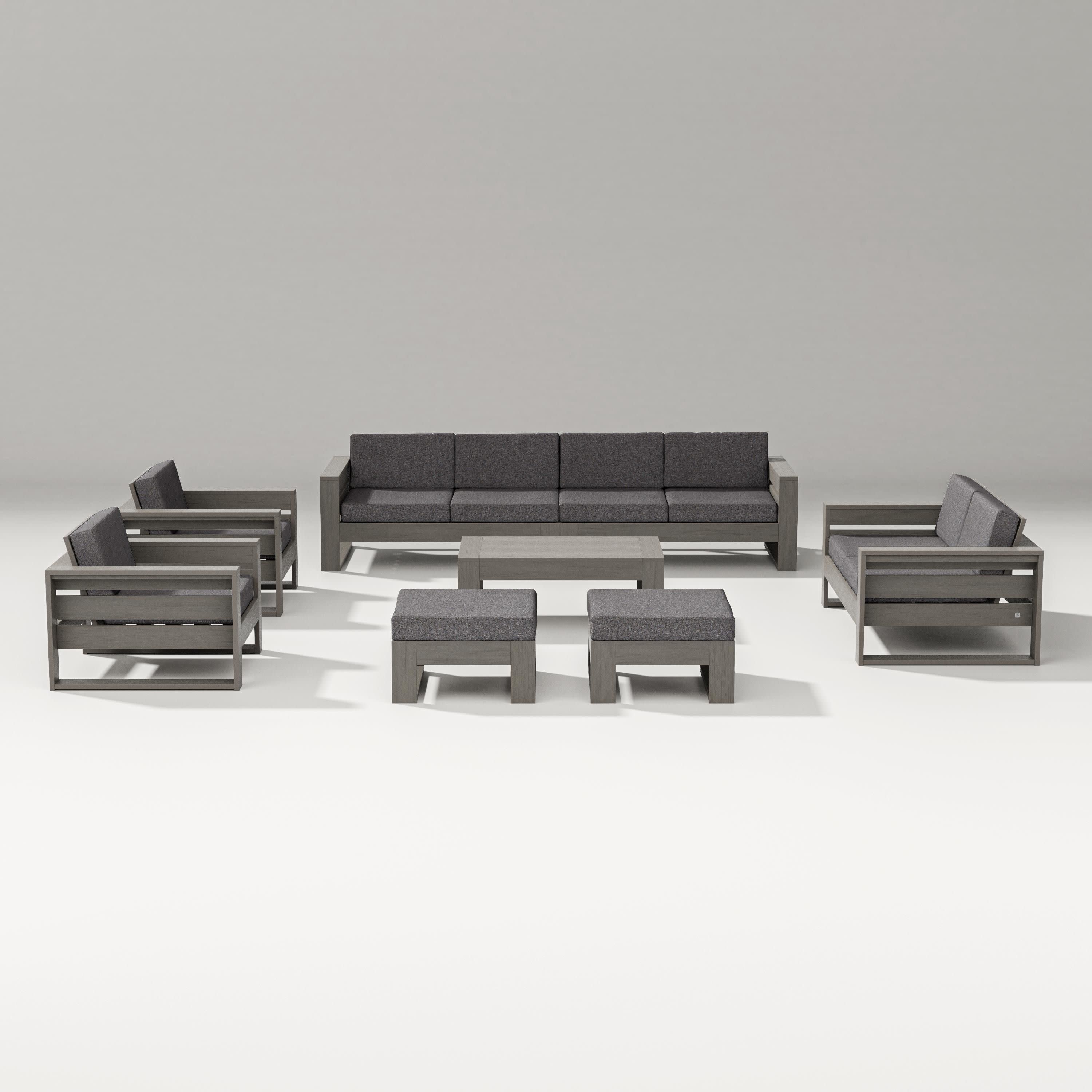 Latitude 8-Piece Lounge Sofa Set in Driftwood / Ash Charcoal