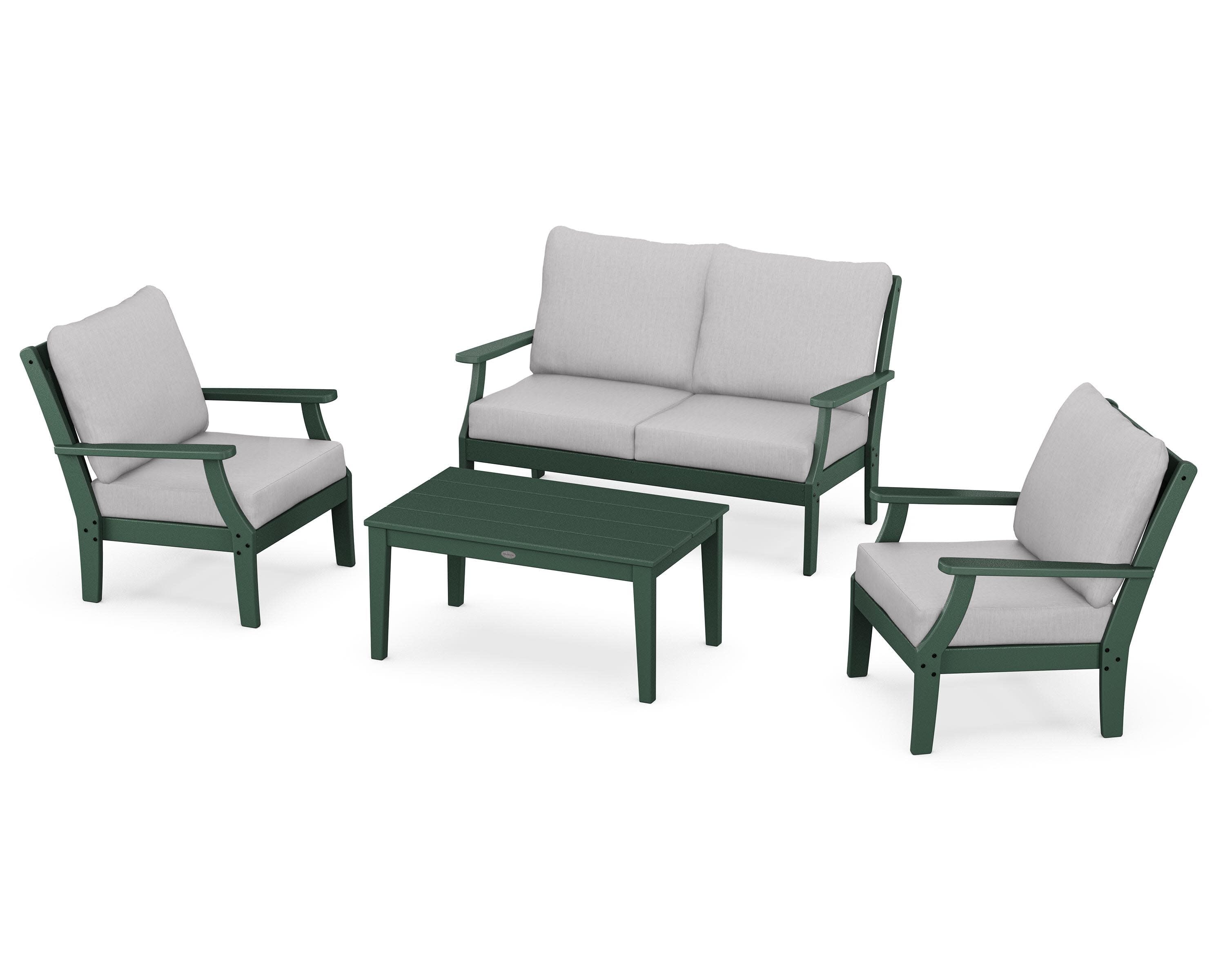 Braxton 4-Piece Deep Seating Chair Set in Green / Granite