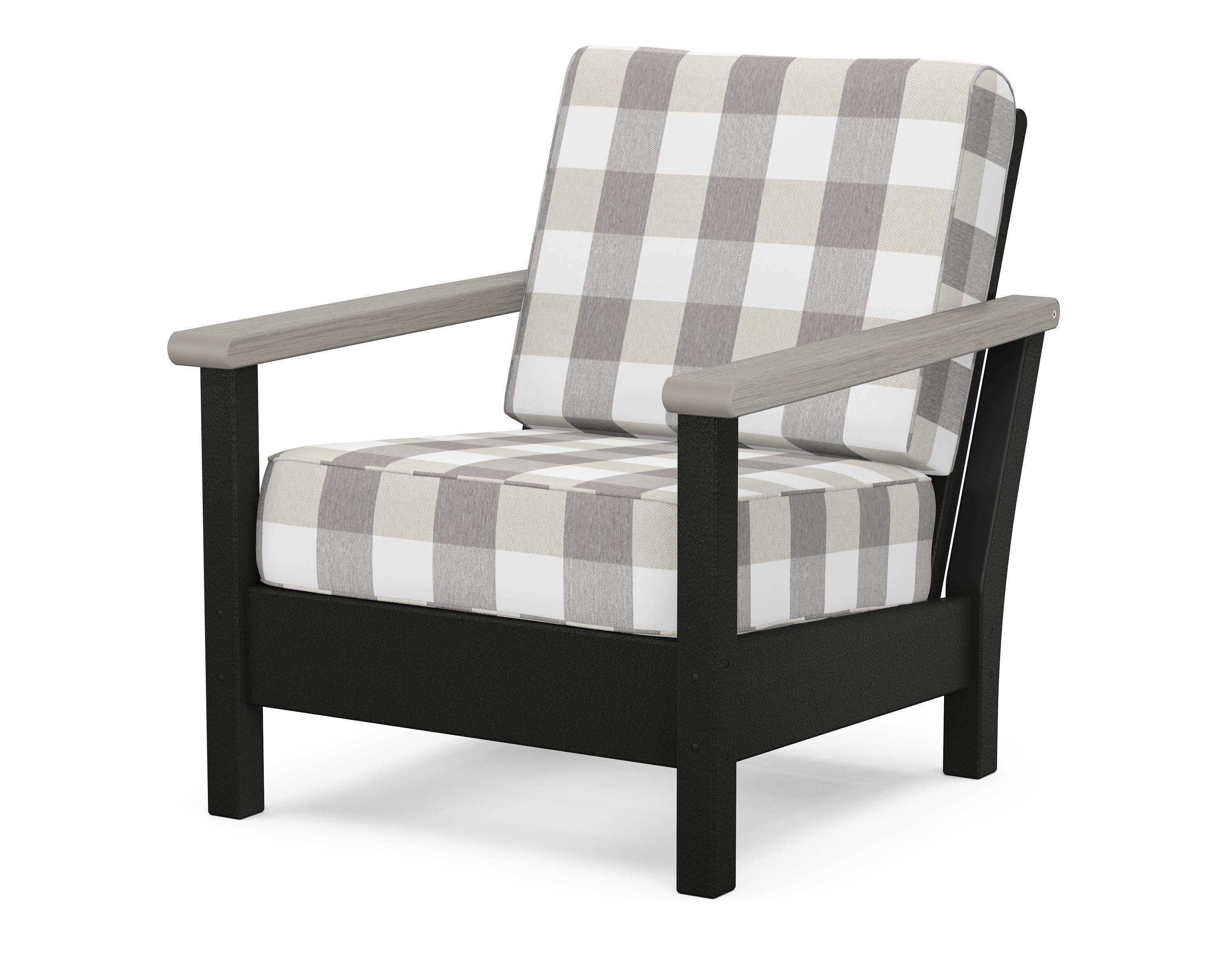 Harbour Deep Seating Chair in Black / Driftwood / Buffalo Plaid Grey Mist