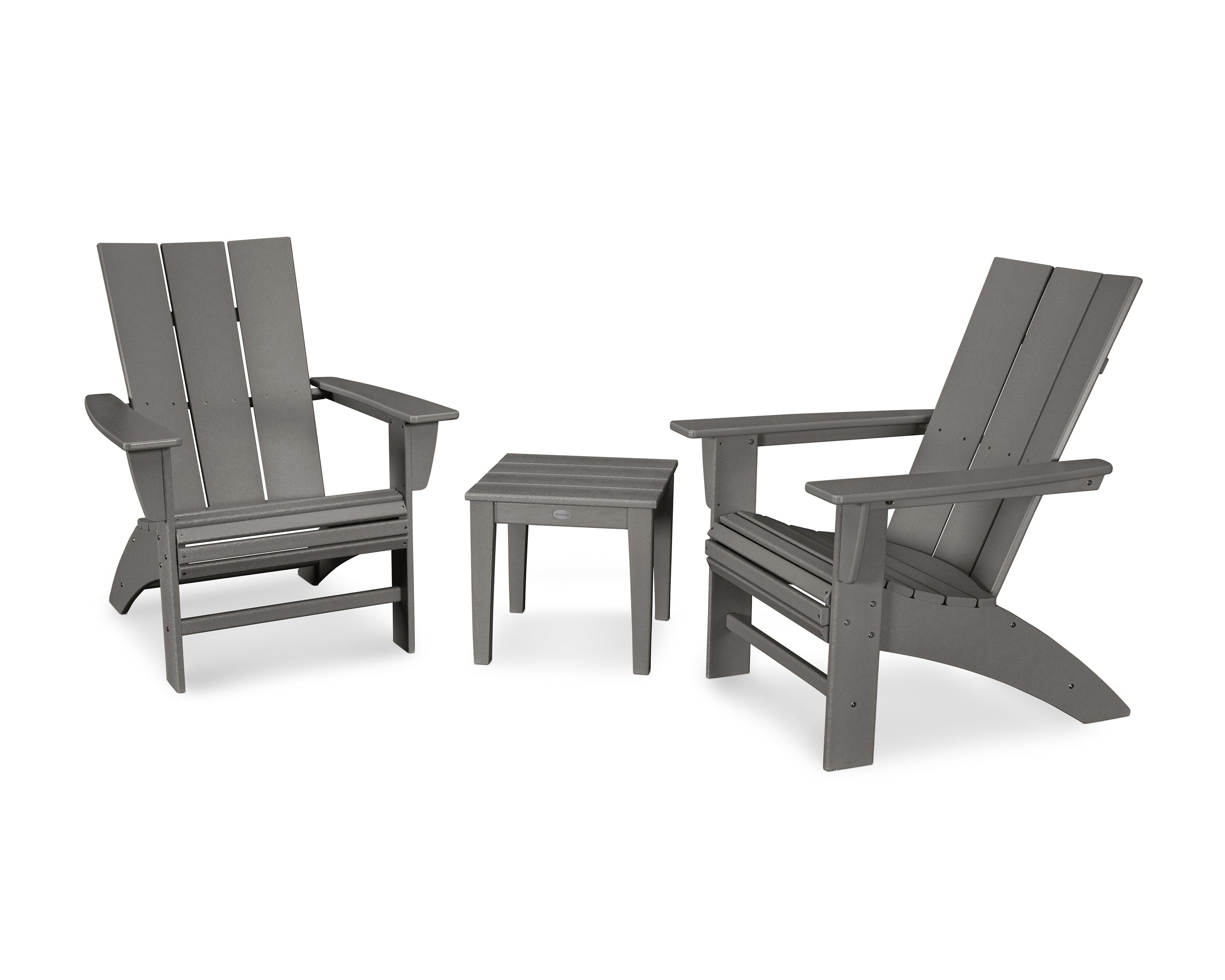 Modern 3-Piece Curveback Adirondack Set in Slate Grey