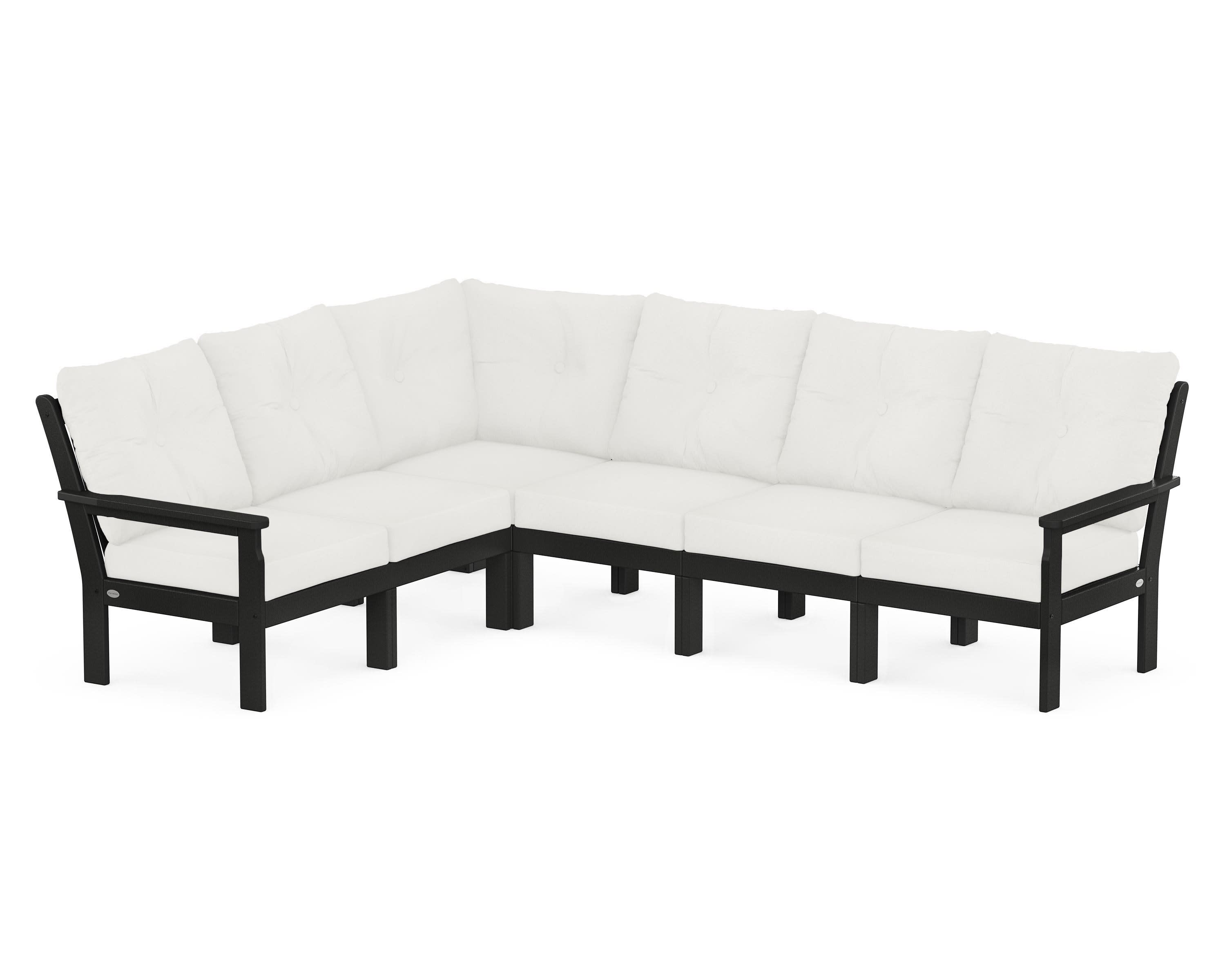 Vineyard 6-Piece Sectional in Black / Natural Linen
