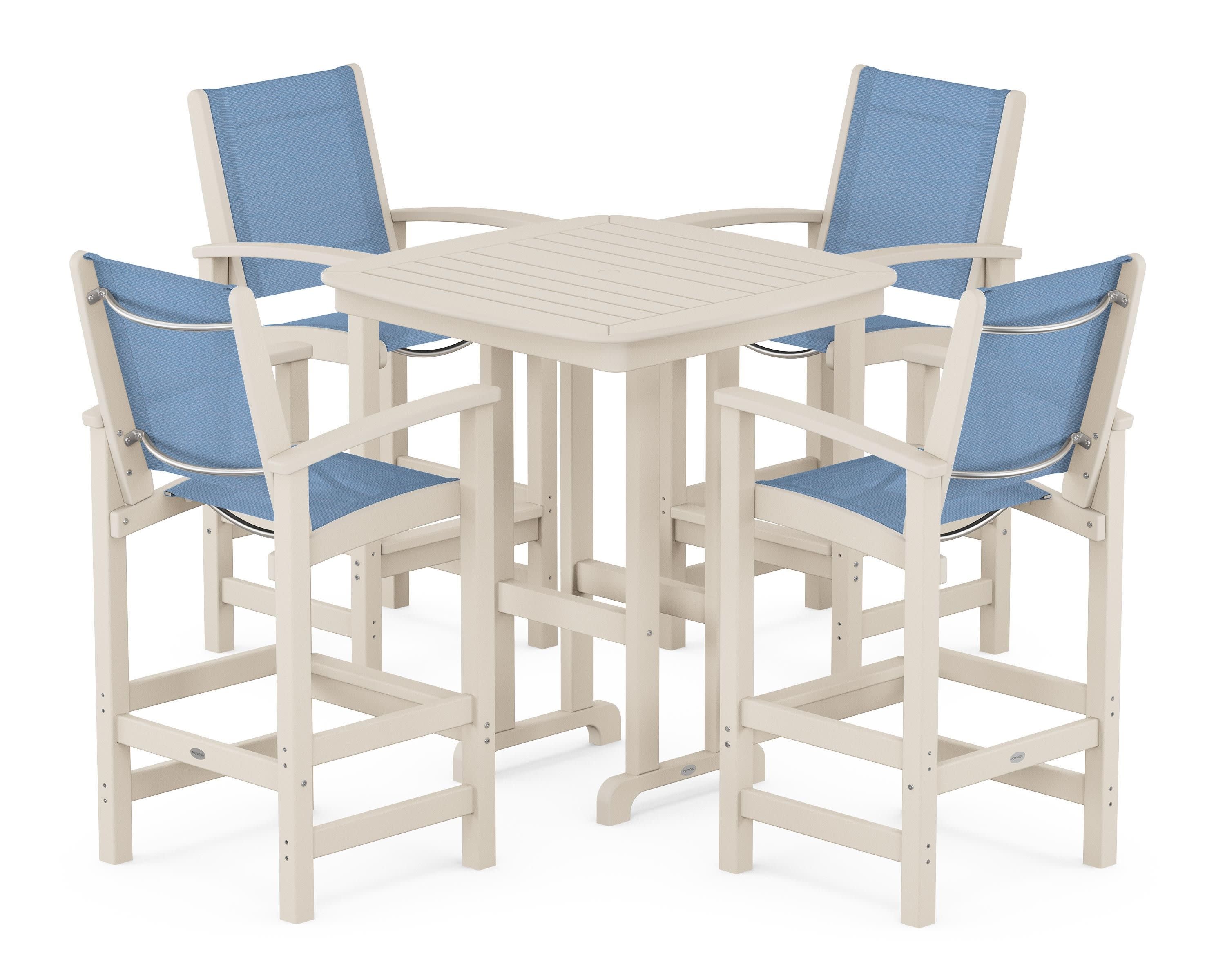 Coastal 5-Piece Bar Set in Sand / Poolside Sling