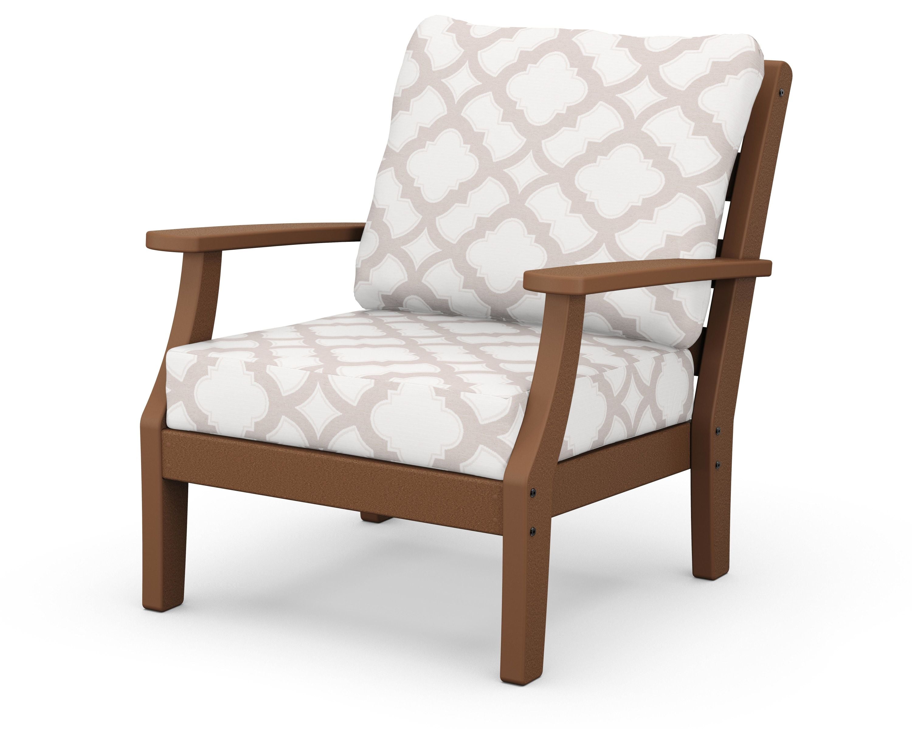 Chesapeake Deep Seating Chair in Teak / Trellis Dune Burlap
