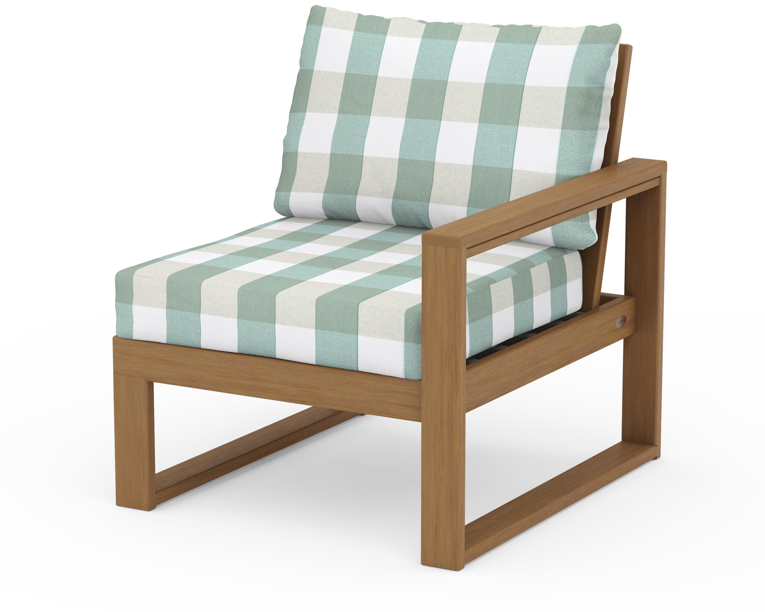 EDGE Modular Right Arm Chair in Natural / Buffalo Plaid Glacier Spa