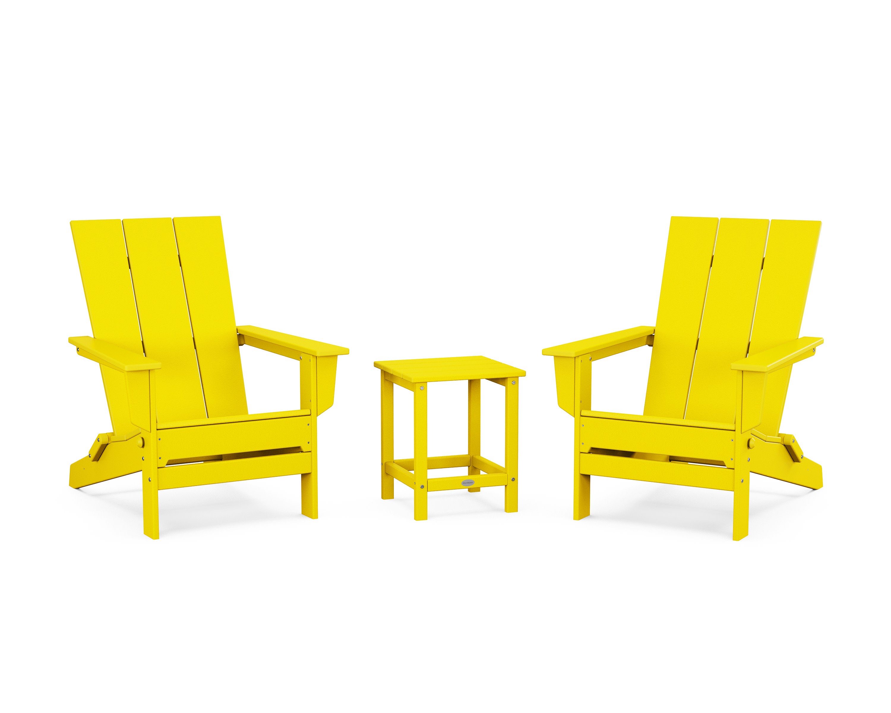 3-Piece Modern Studio Folding Adirondack Set in Lemon