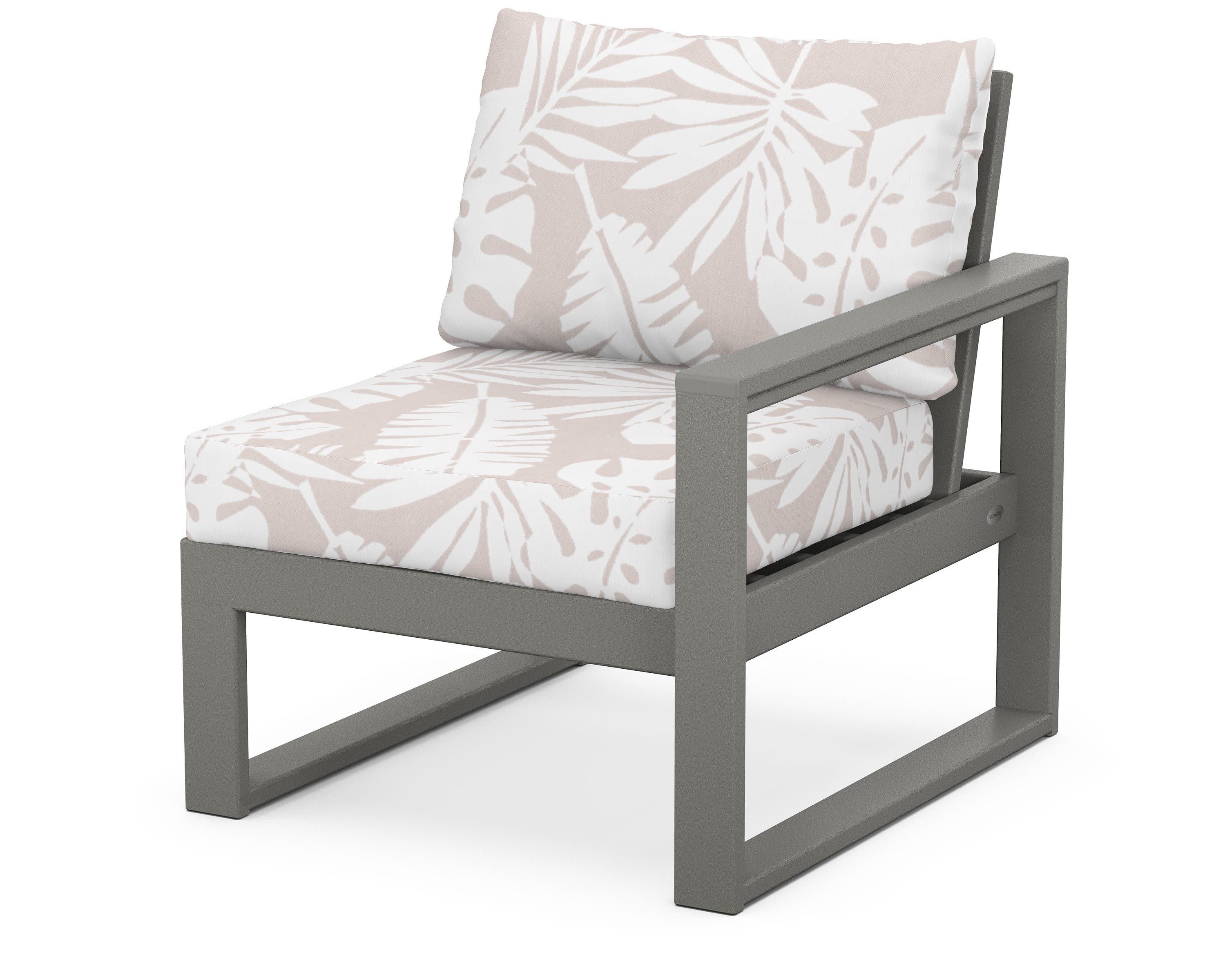 EDGE Modular Right Arm Chair in Slate Grey / Leaf Dune Burlap
