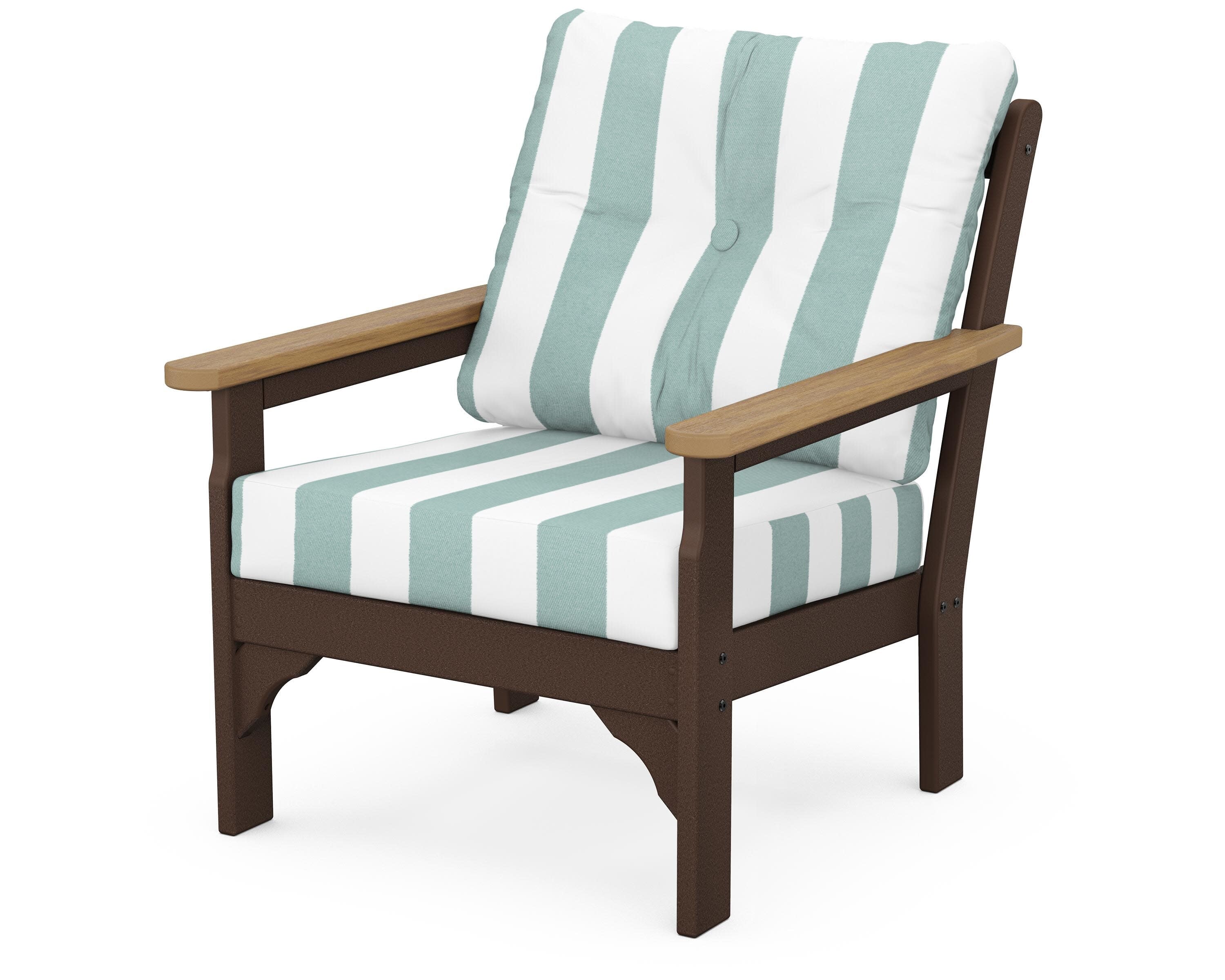 Vineyard Deep Seating Chair in Mahogany / Natural / Cabana Stripe Glacier Spa