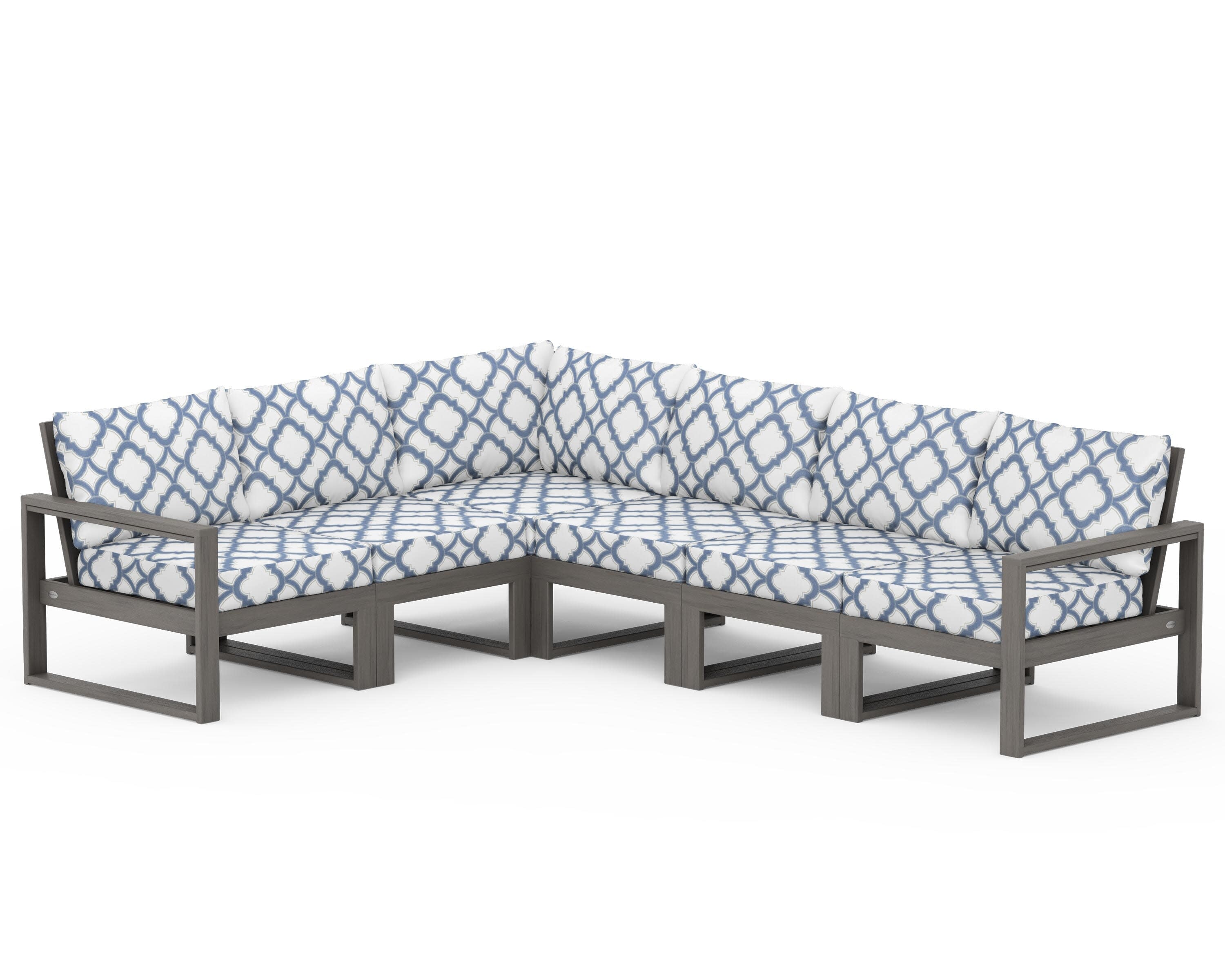 EDGE 6-Piece Modular Deep Seating Set in Driftwood / Trellis Sky Blue