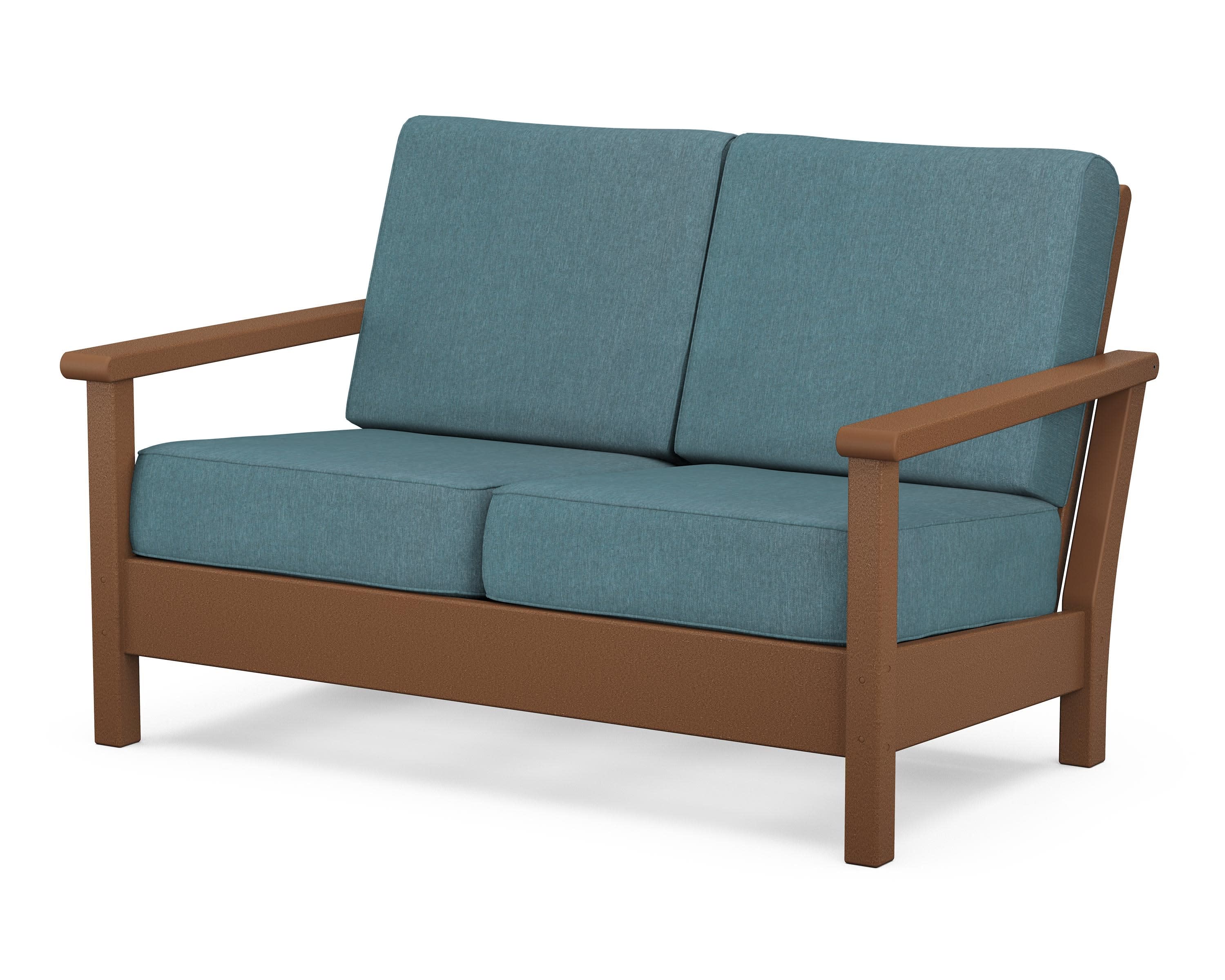 Harbour Deep Seating Loveseat in Teak / Ocean Teal