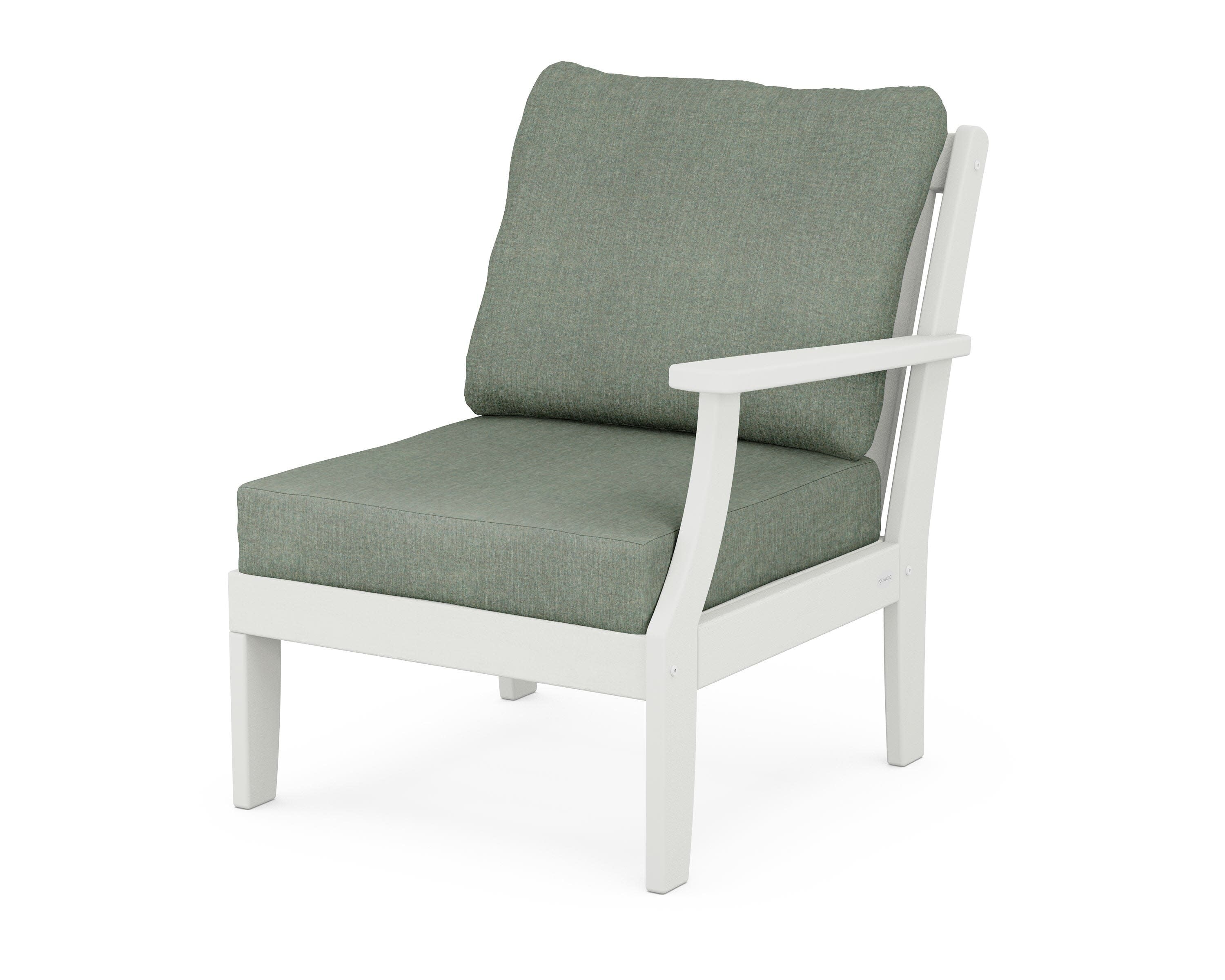 Braxton Modular Right Arm Chair in Vintage White / Cast Sage