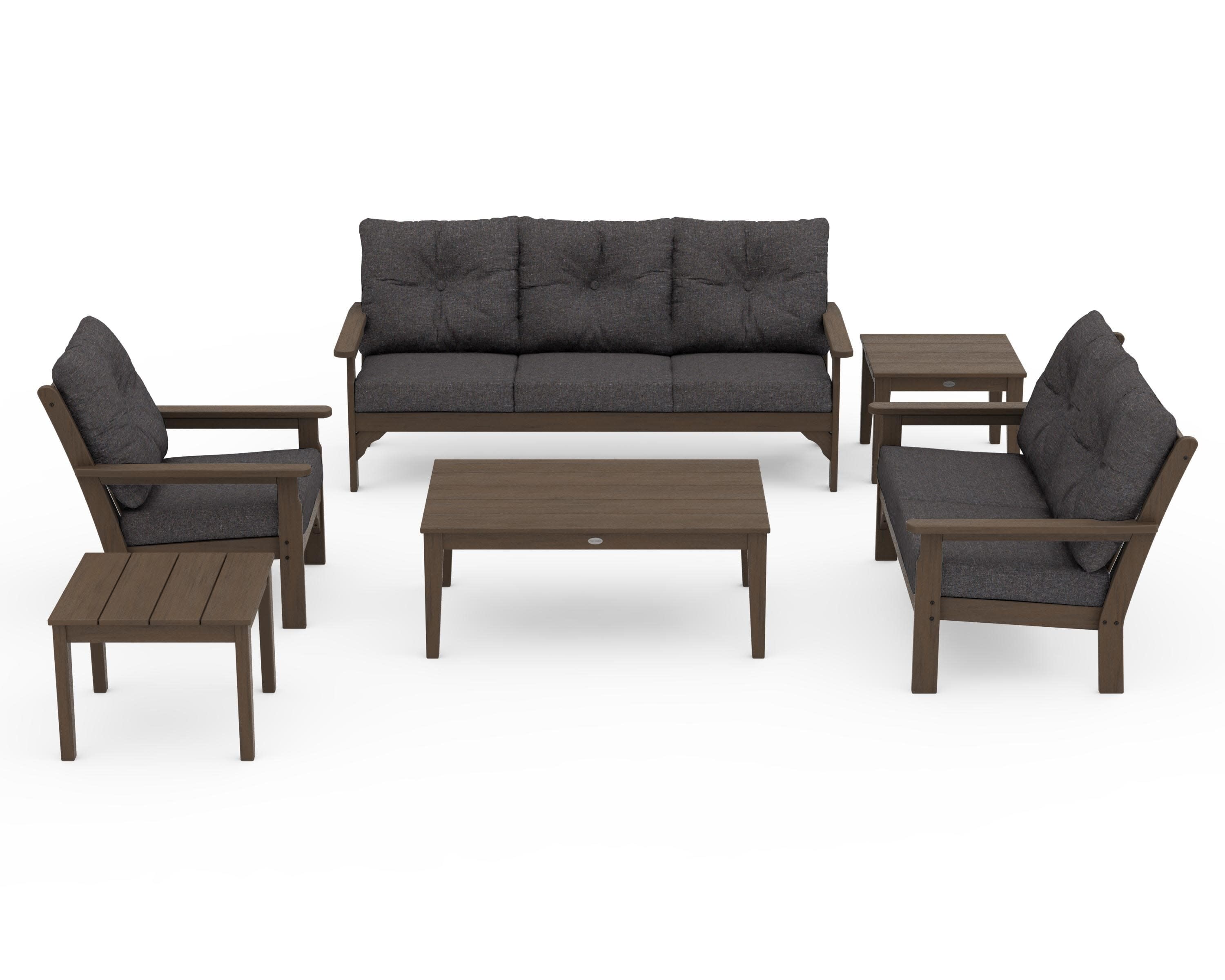 Vineyard 6-Piece Deep Seating Set in Kona / Ash Charcoal