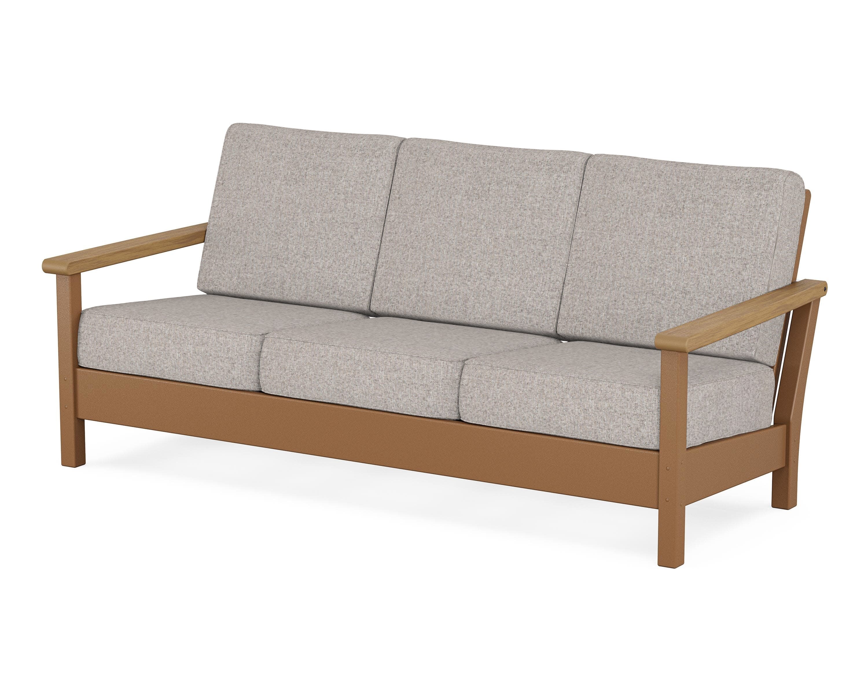 Harbour Deep Seating Sofa in Teak / Natural / Weathered Tweed