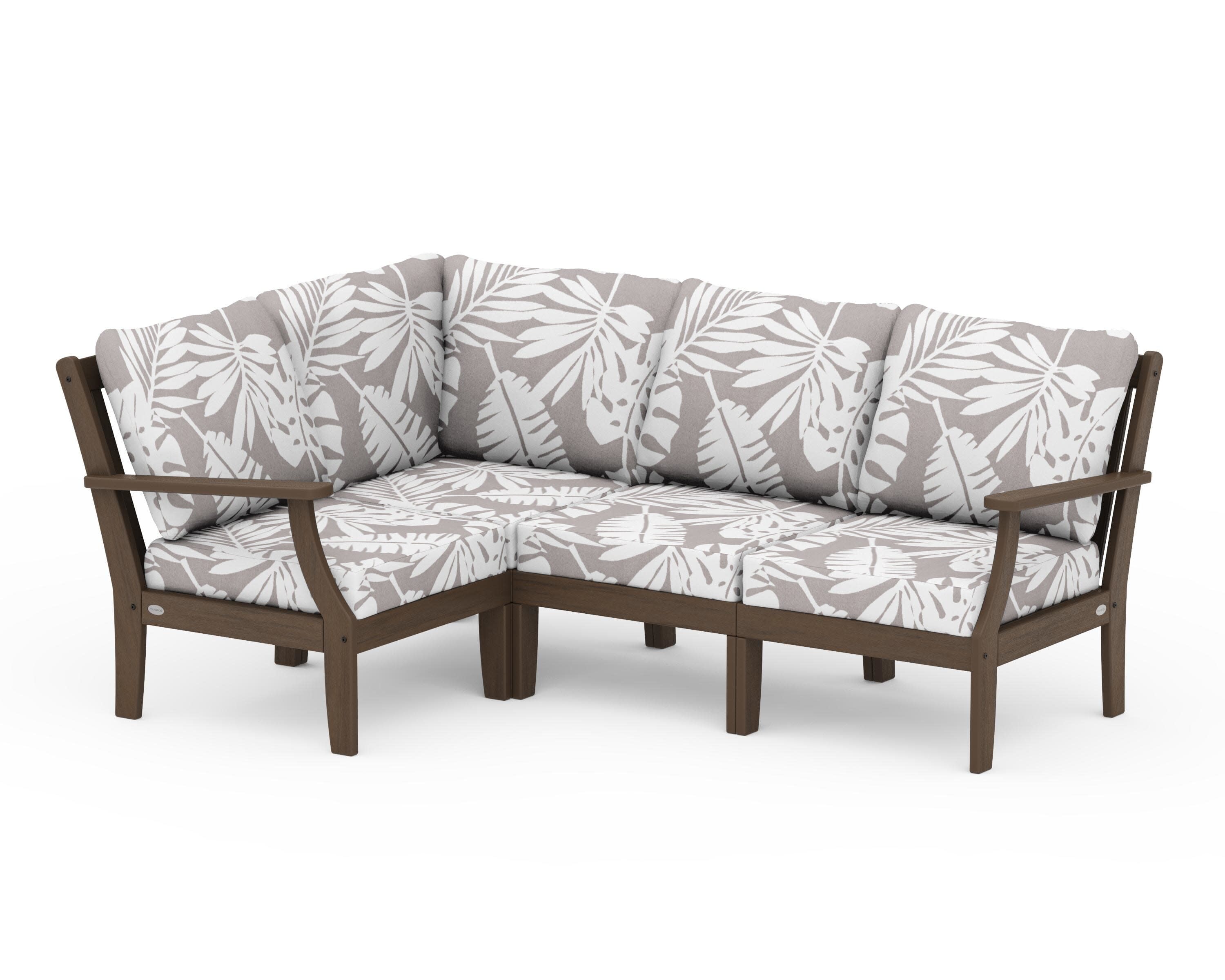 Braxton Modular 4-Piece Deep Seating Set in Kona / Leaf Grey Mist