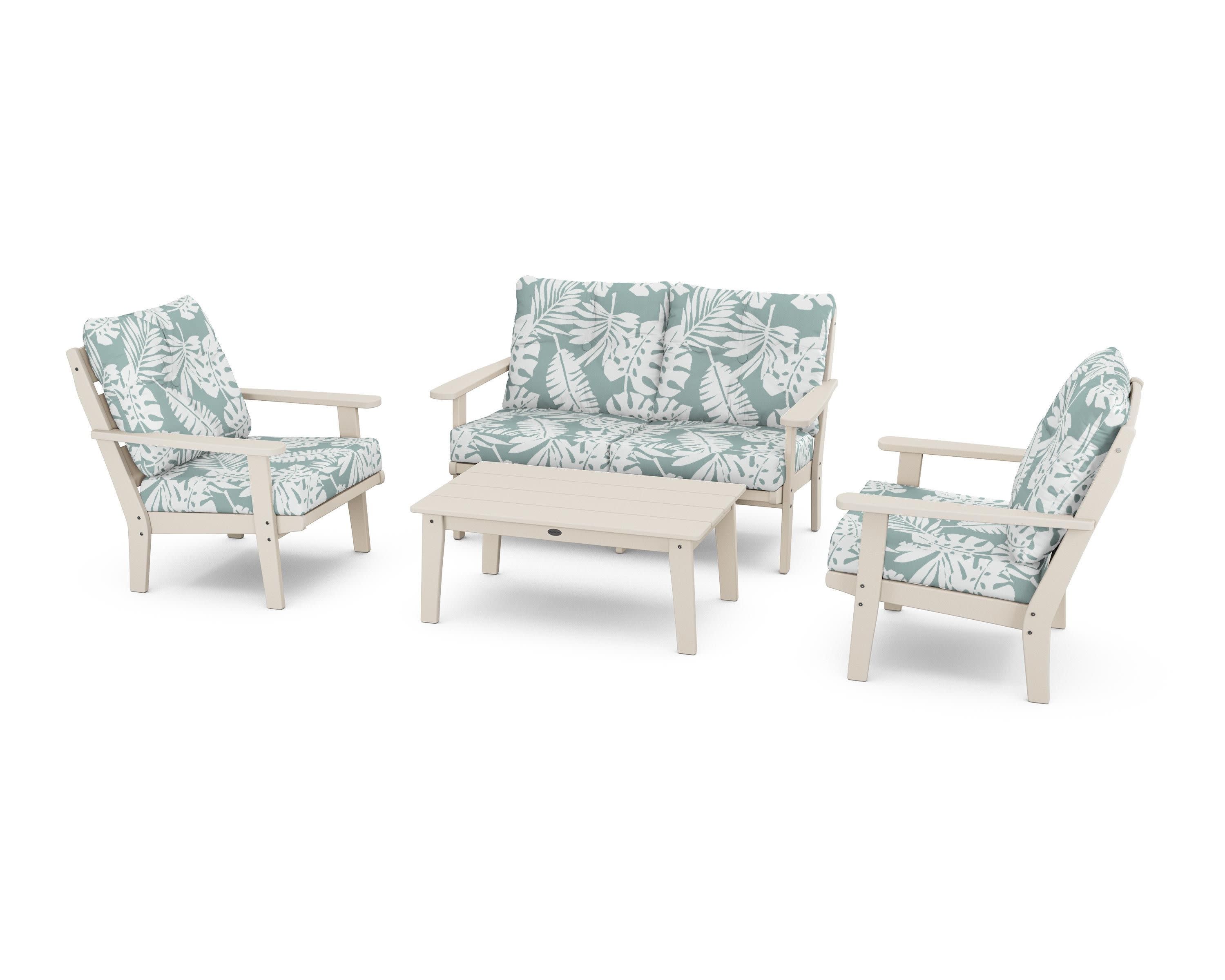 Lakeside 4-Piece Deep Seating Set in Sand / Leaf Glacier Spa