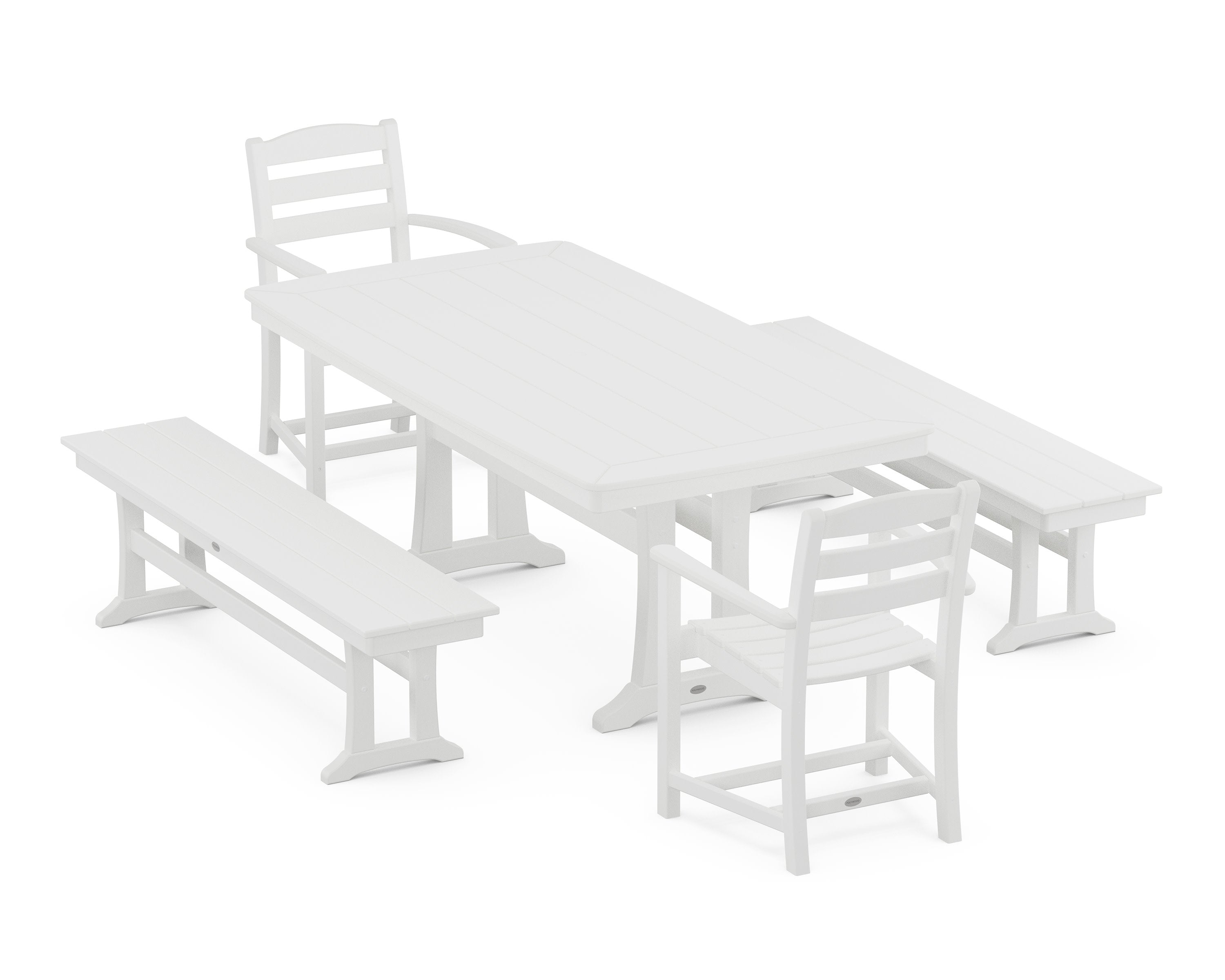 La Casa Cafe 5-Piece Dining Set with Trestle Legs in White