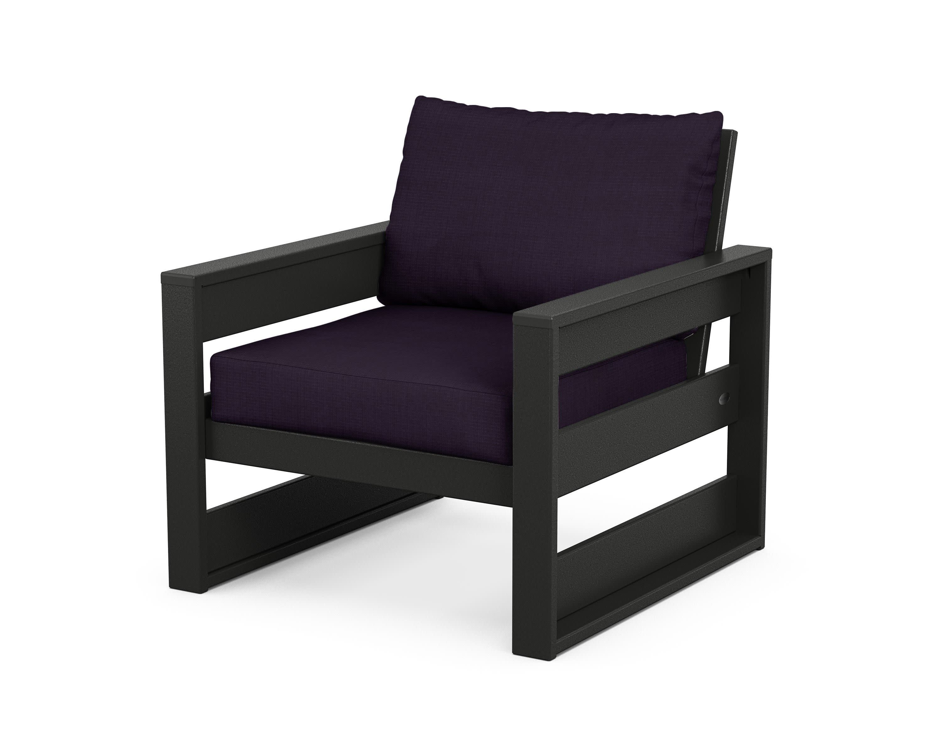 Westport Club Chair in Black / Navy Linen