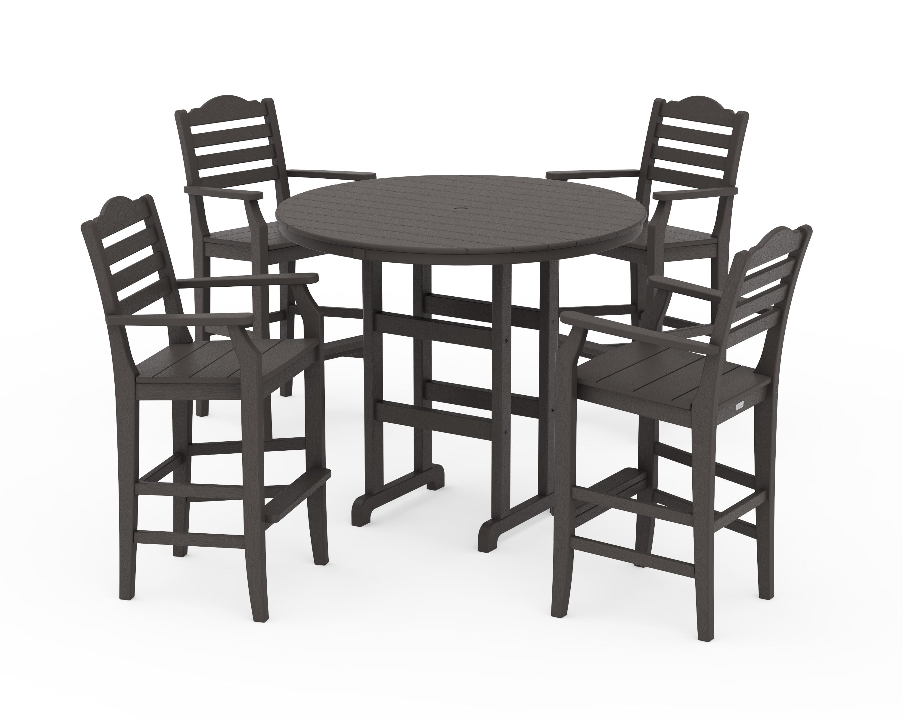 Savannah 5-Piece Round Farmhouse Bar Set in Vintage Coffee
