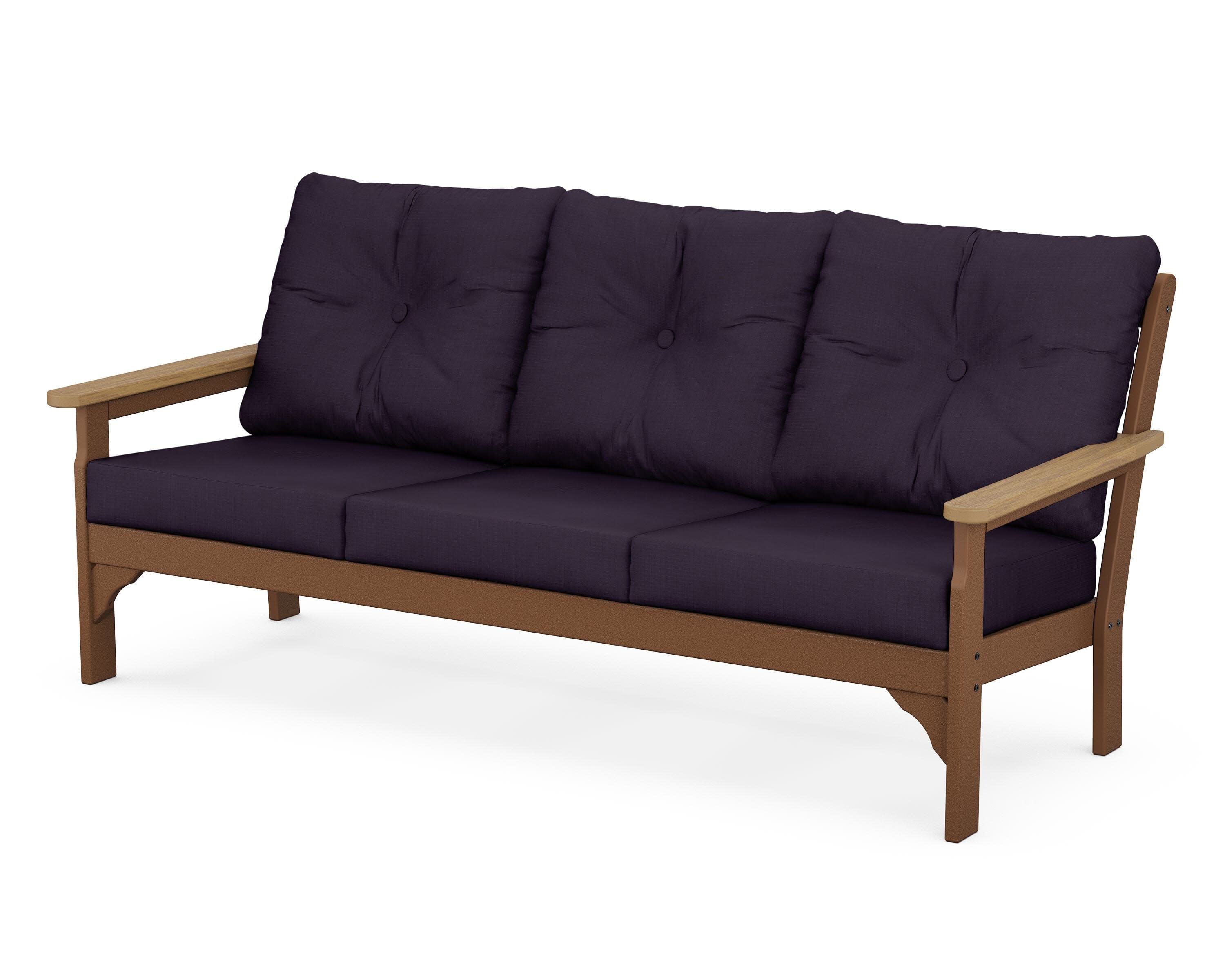 Vineyard Deep Seating Sofa in Teak / Natural / Navy Linen