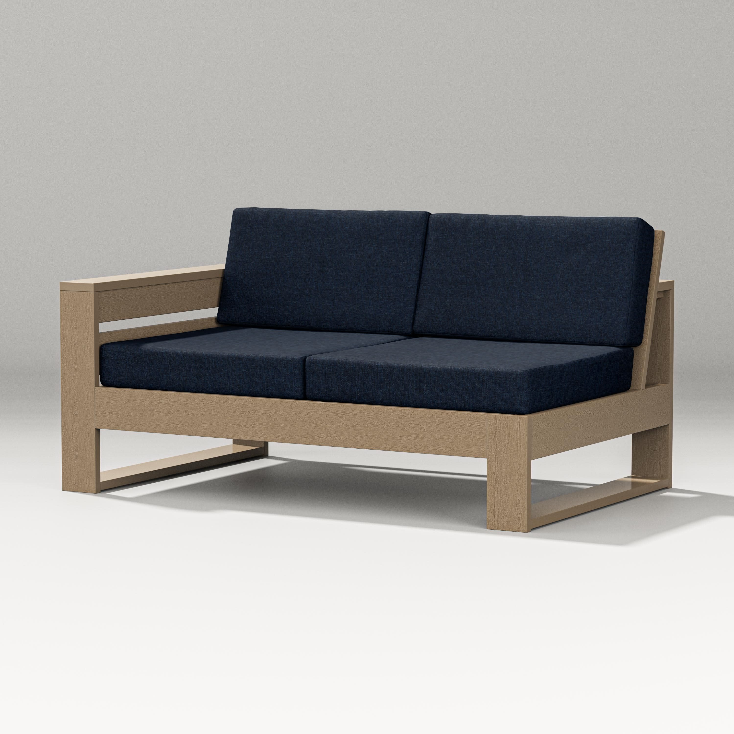 Latitude Modular Left Arm Loveseat in Vintage Sahara / Marine Indigo
