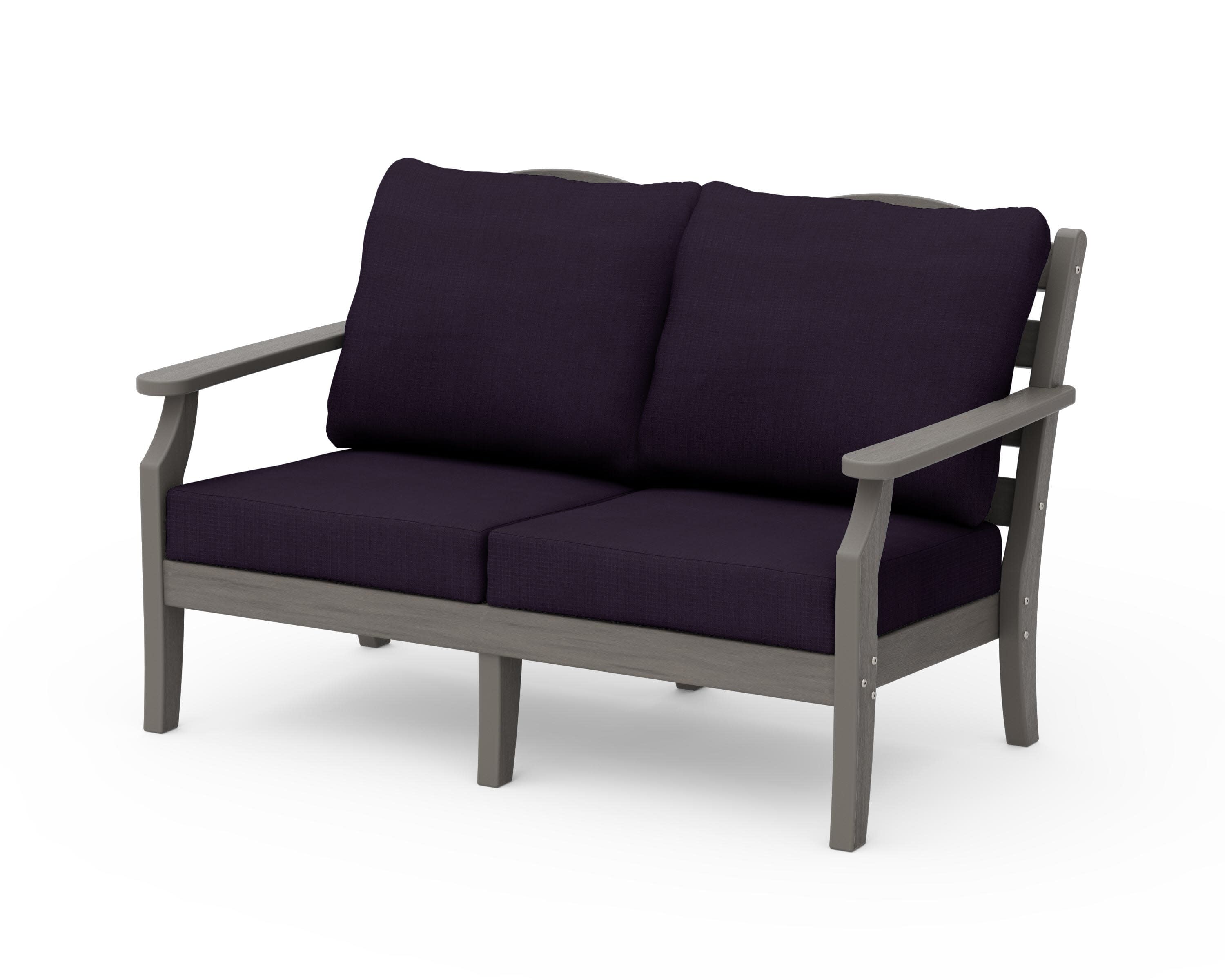 Savannah Deep Seating Loveseat in Driftwood / Navy Linen