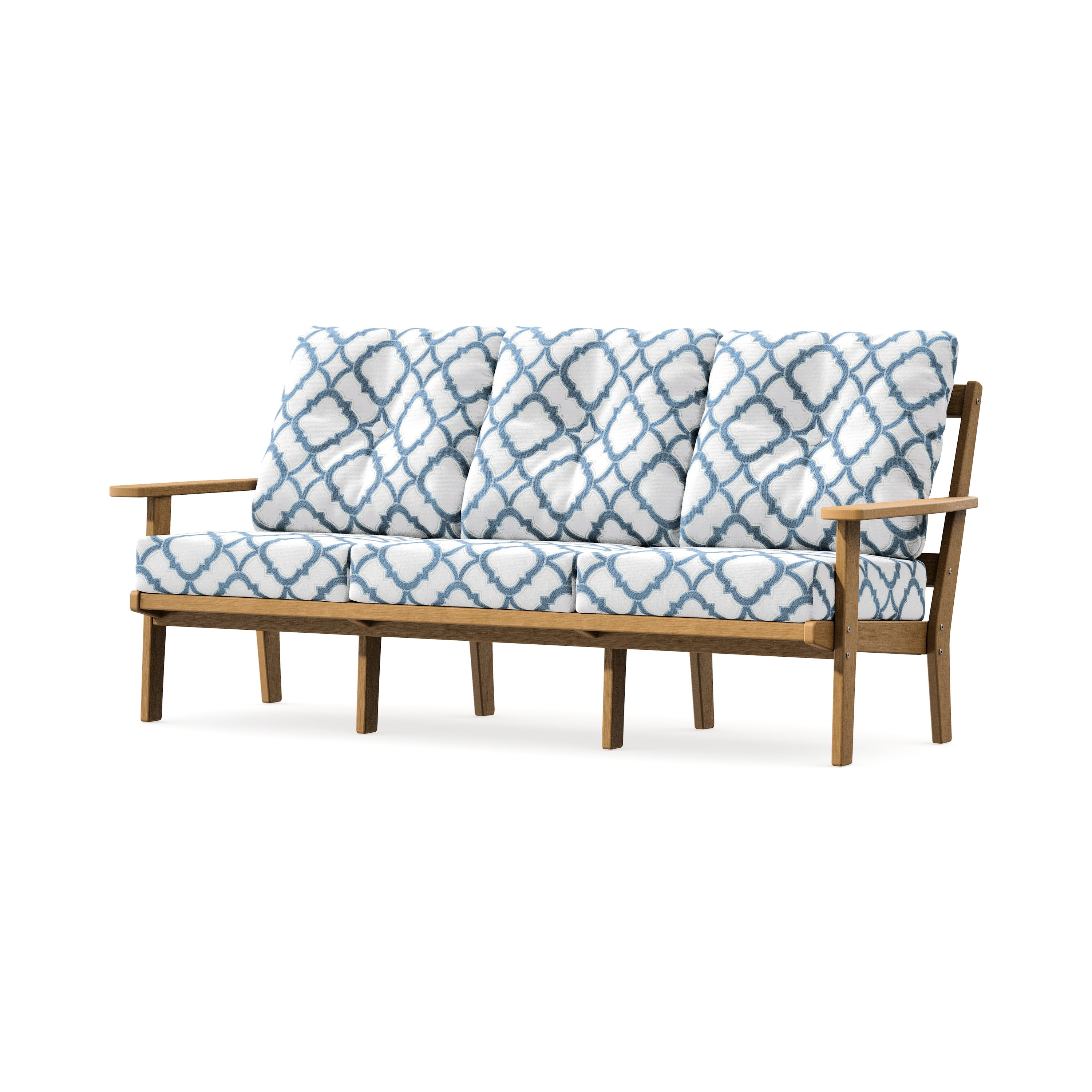 Oxford Deep Seating Sofa in Natural / Trellis Sky Blue
