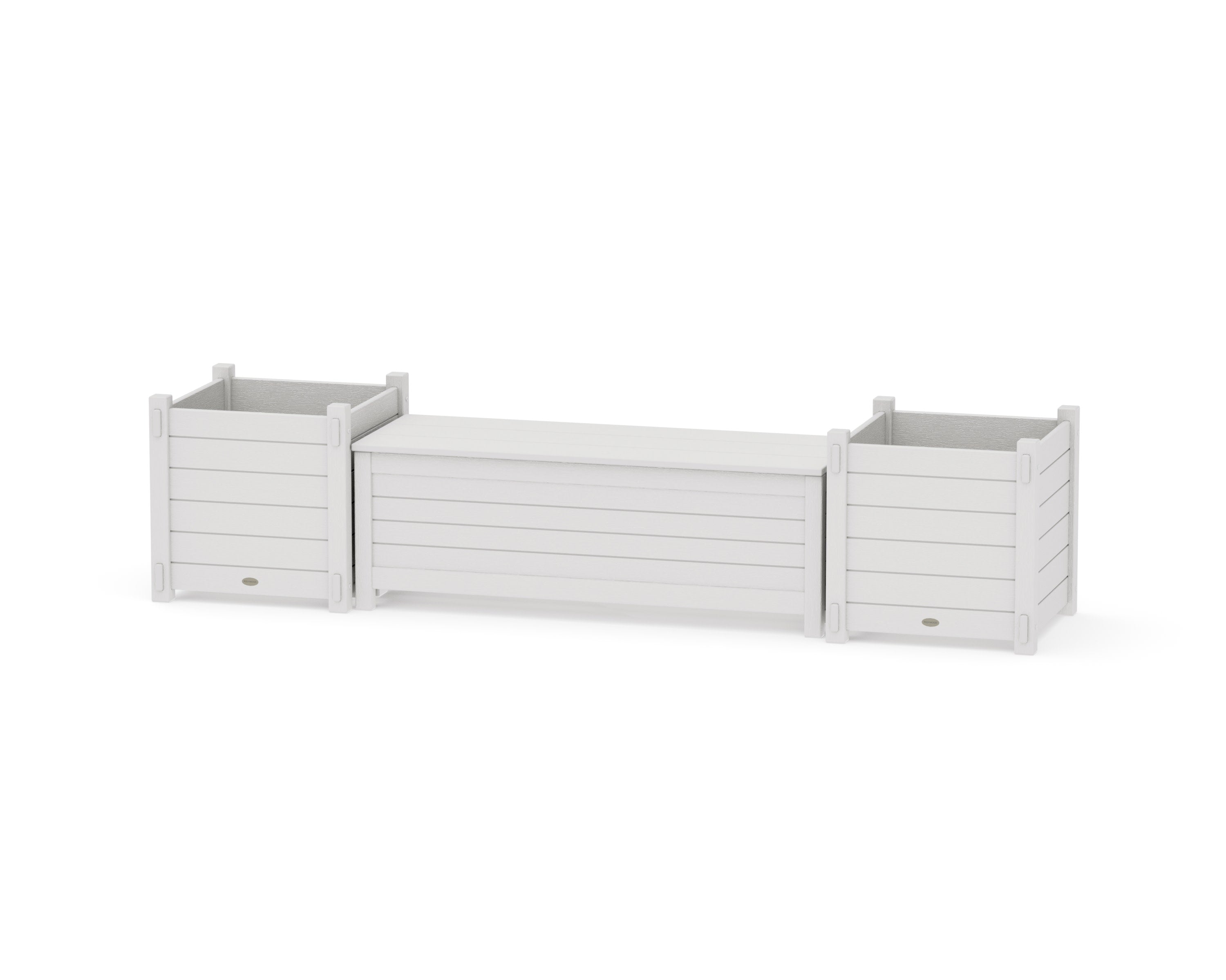 48" Nautical Straight Planter Storage Bench Set- Large in Vintage White