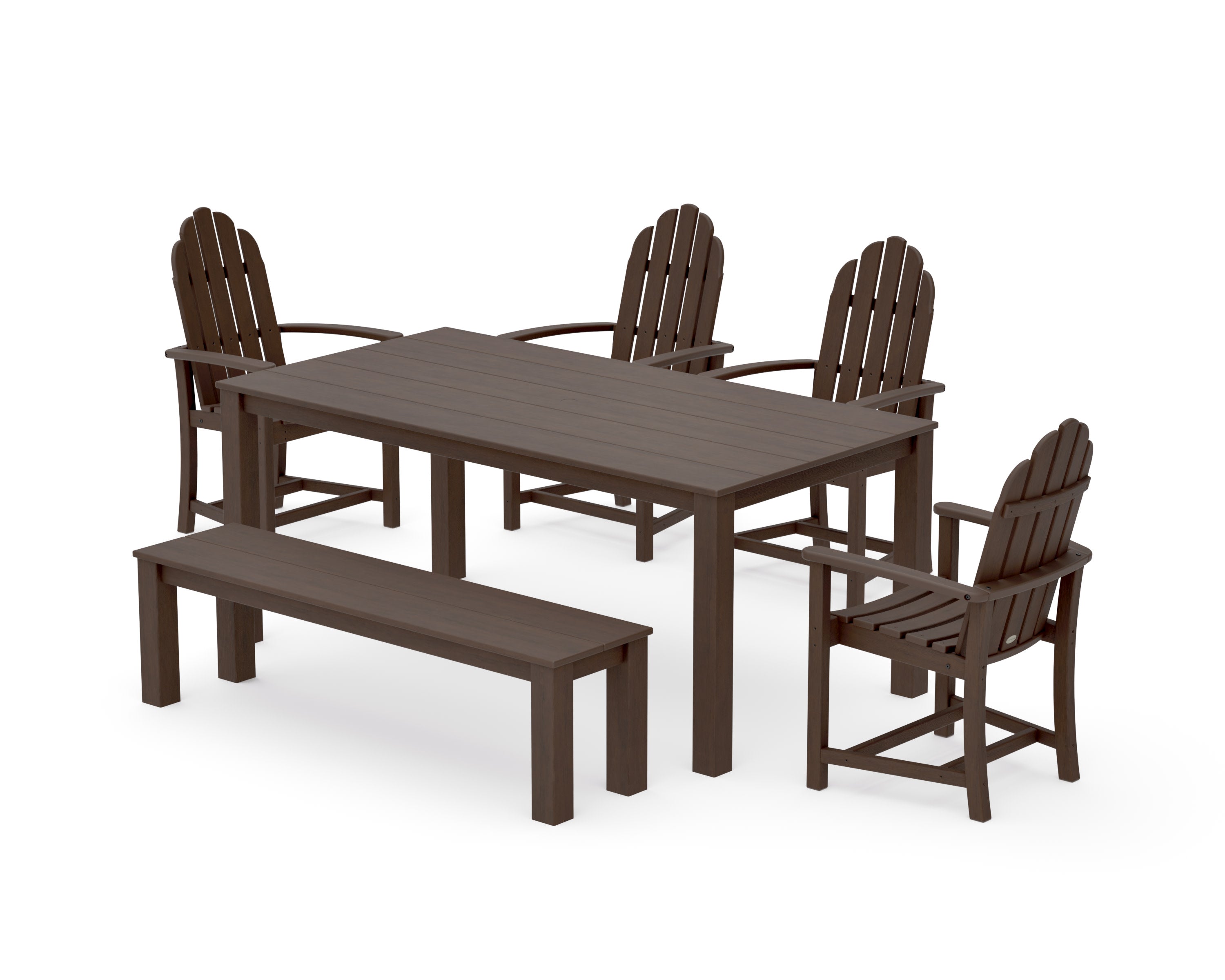 Classic Adirondack 6-Piece Parsons Dining Set with Bench in Kona