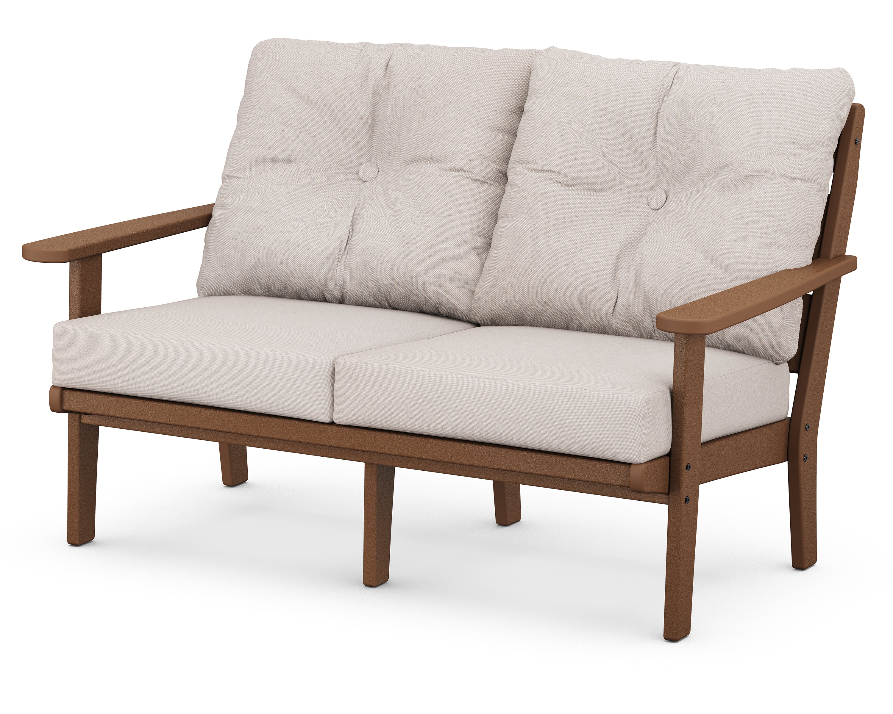 Lakeside Deep Seating Loveseat in Teak / Dune Burlap