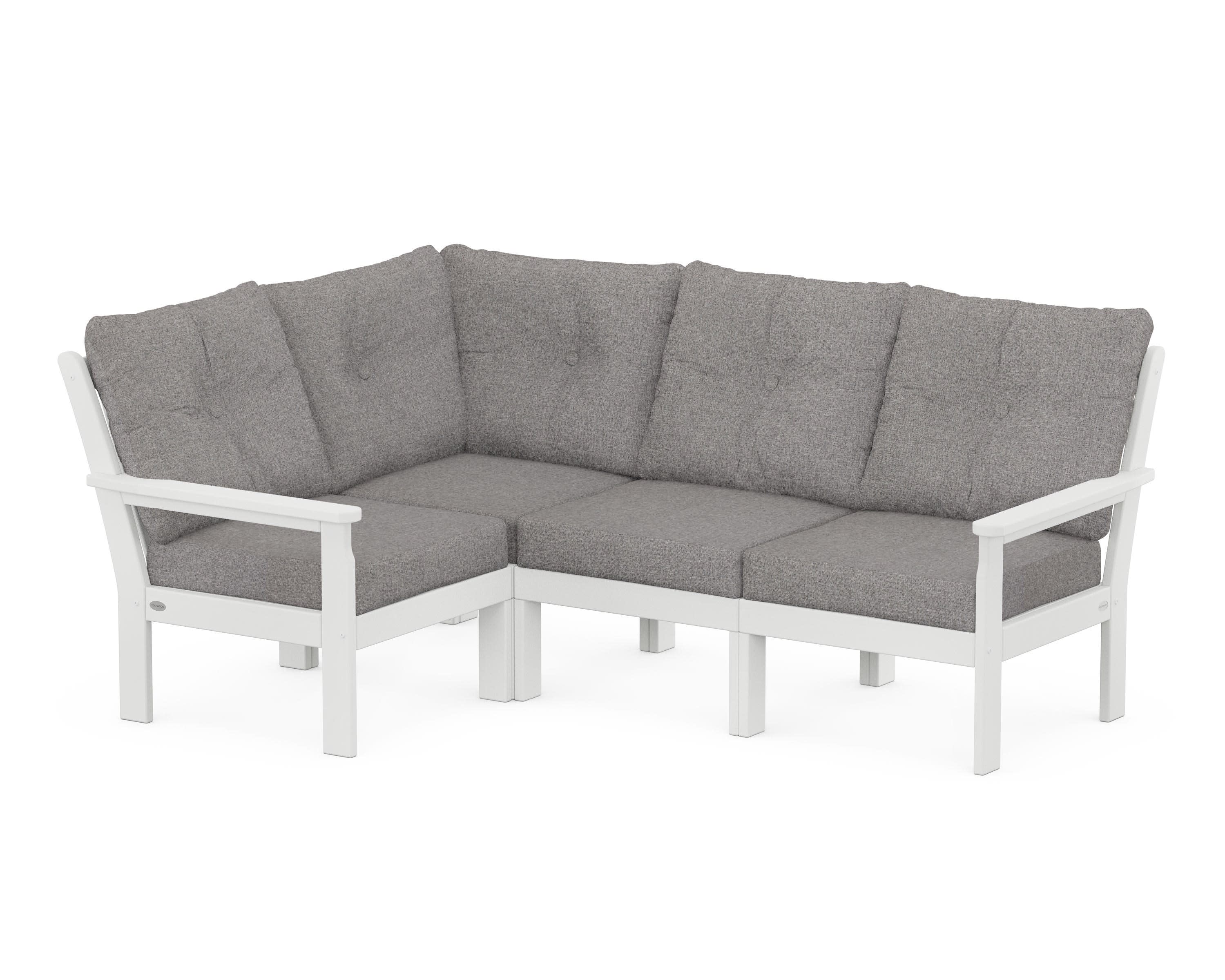 Vineyard 4-Piece Sectional in White / Grey Mist