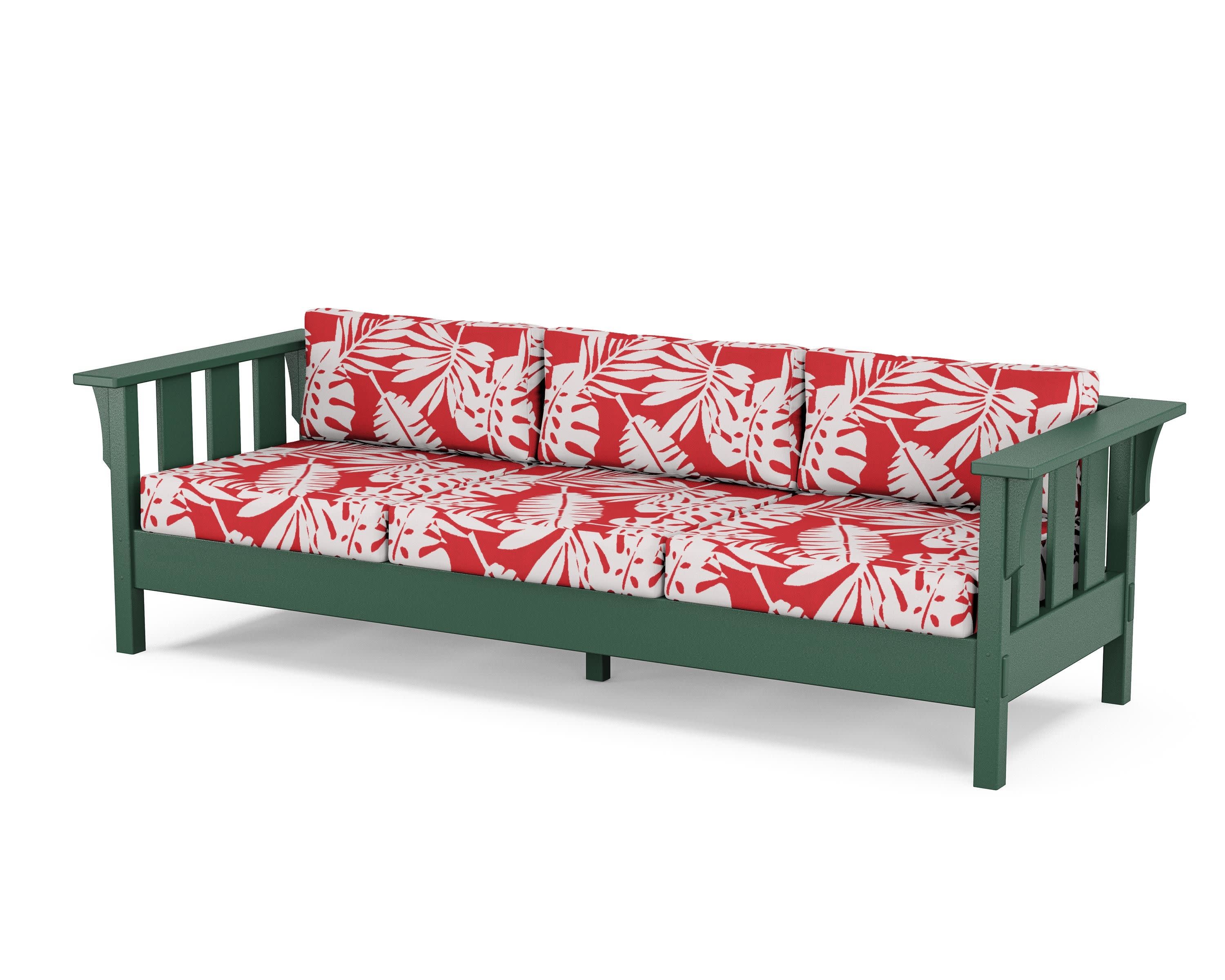 Acadia Deep Seating Sofa in Green / Leaf Crimson