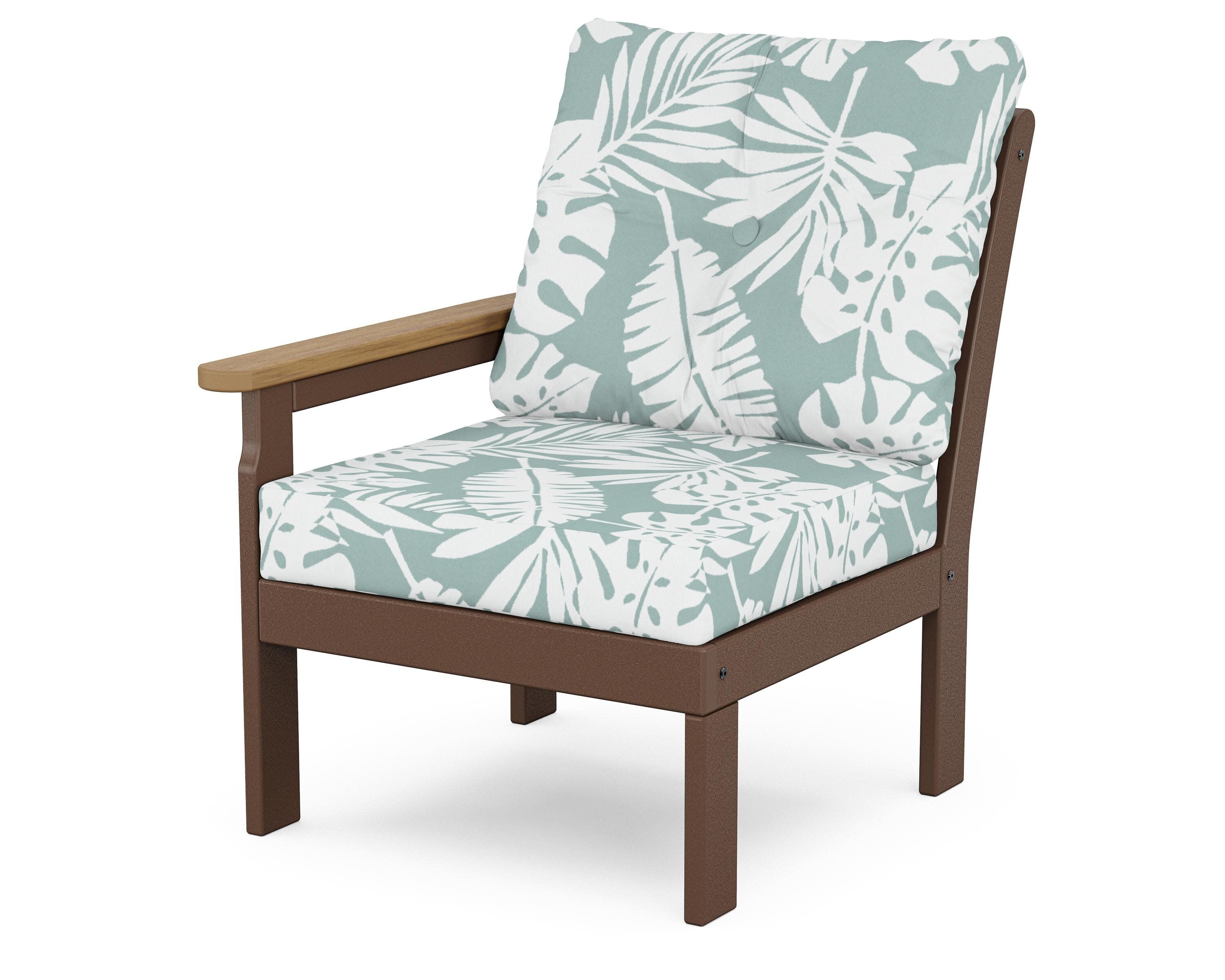 Vineyard Modular Left Arm Chair in Mahogany / Natural / Leaf Glacier Spa