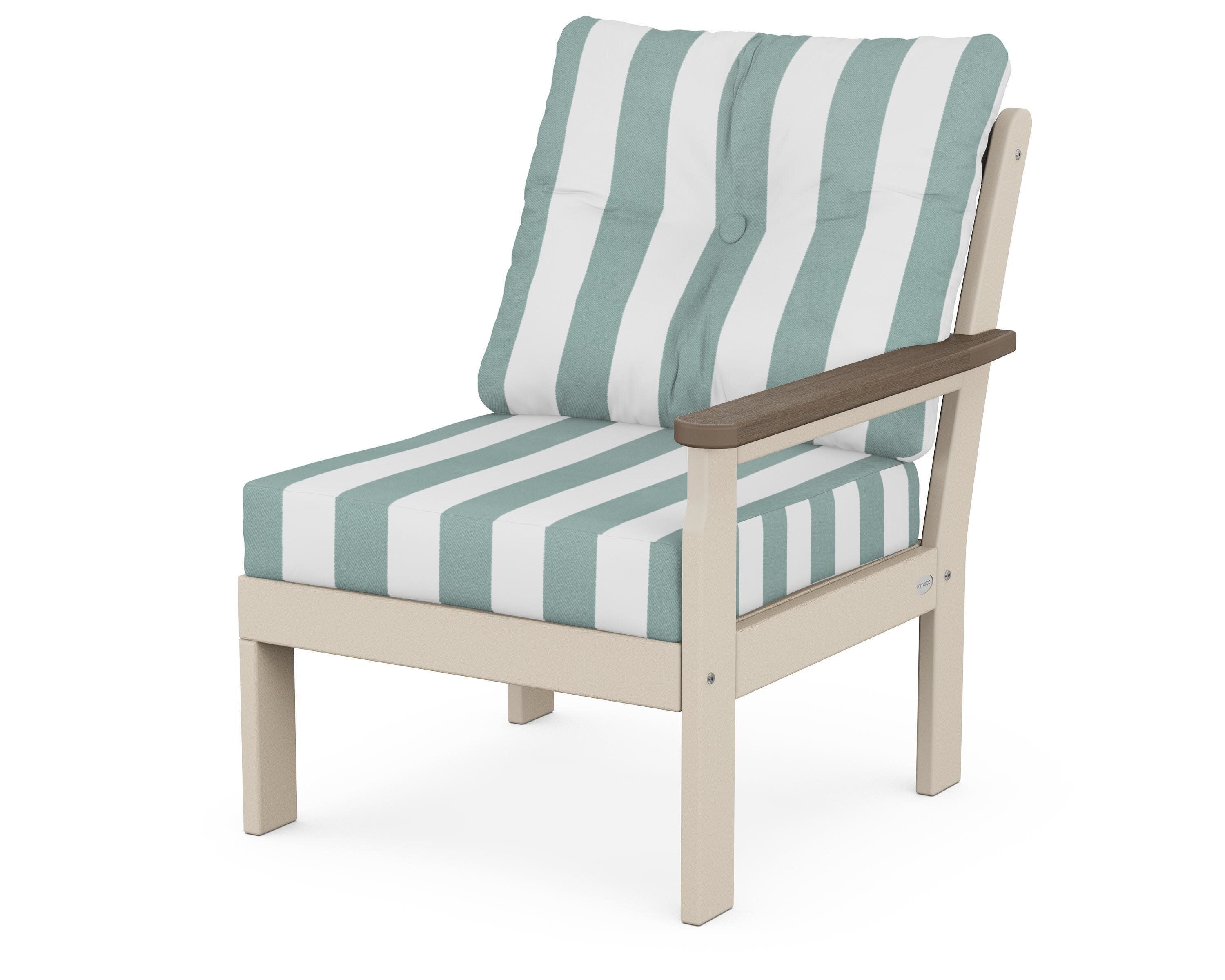 Vineyard Modular Right Arm Chair in Sand / Kona / Cabana Stripe Glacier Spa