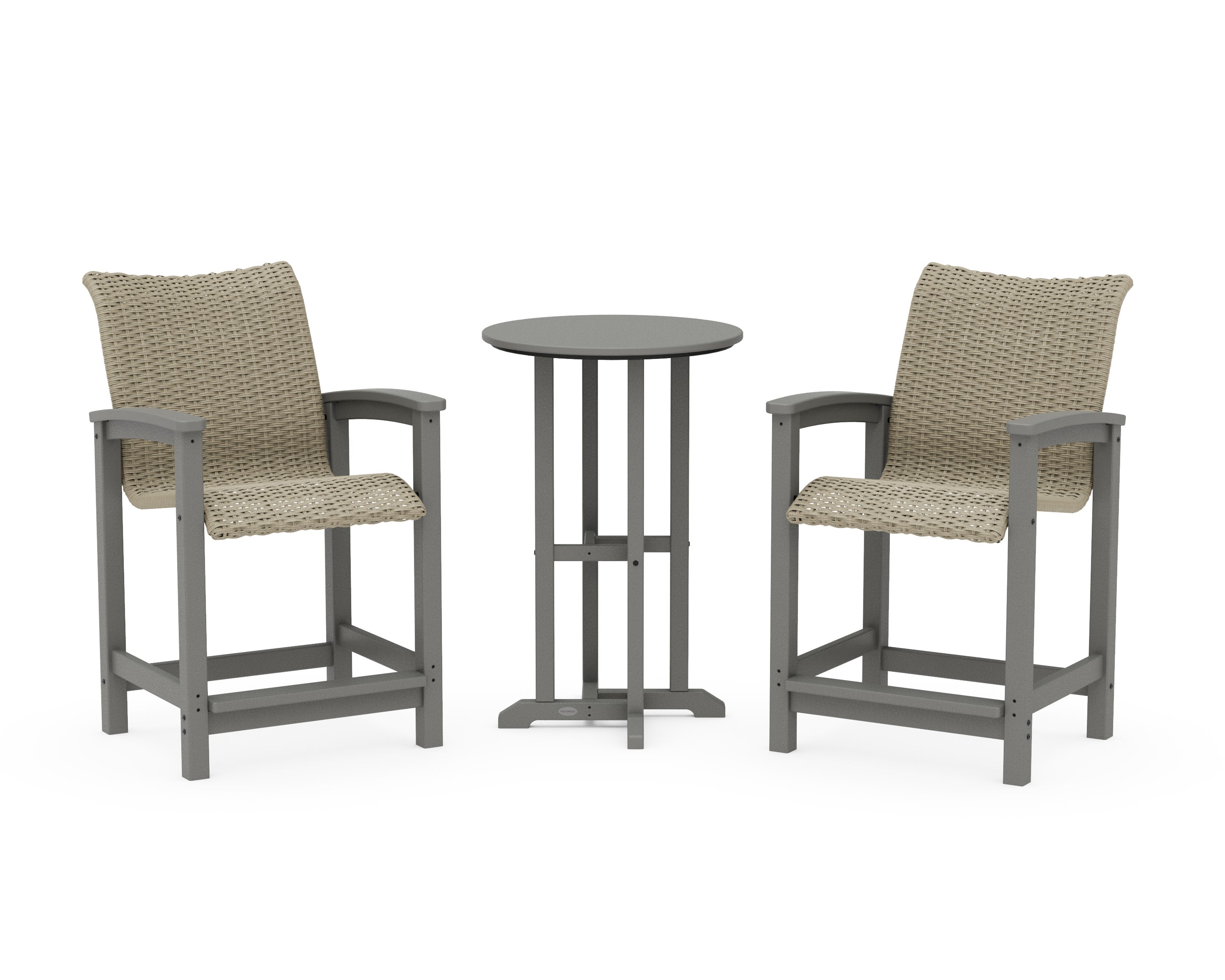Coastal Woven 3-Piece Farmhouse Counter Set in Slate Grey / Dune Grass