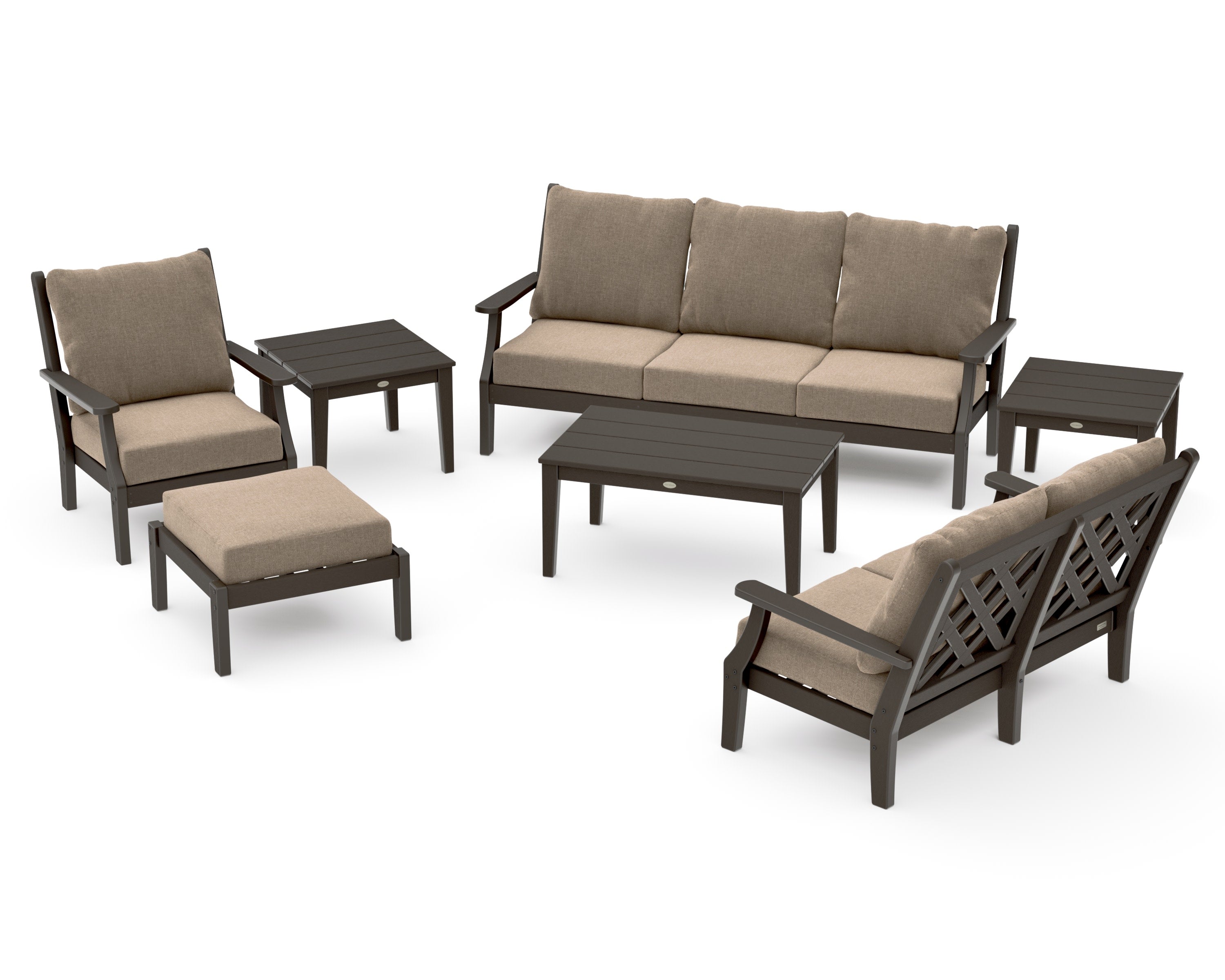 Wovendale 7-Piece Deep Seating Set in Vintage Coffee / Spiced Burlap