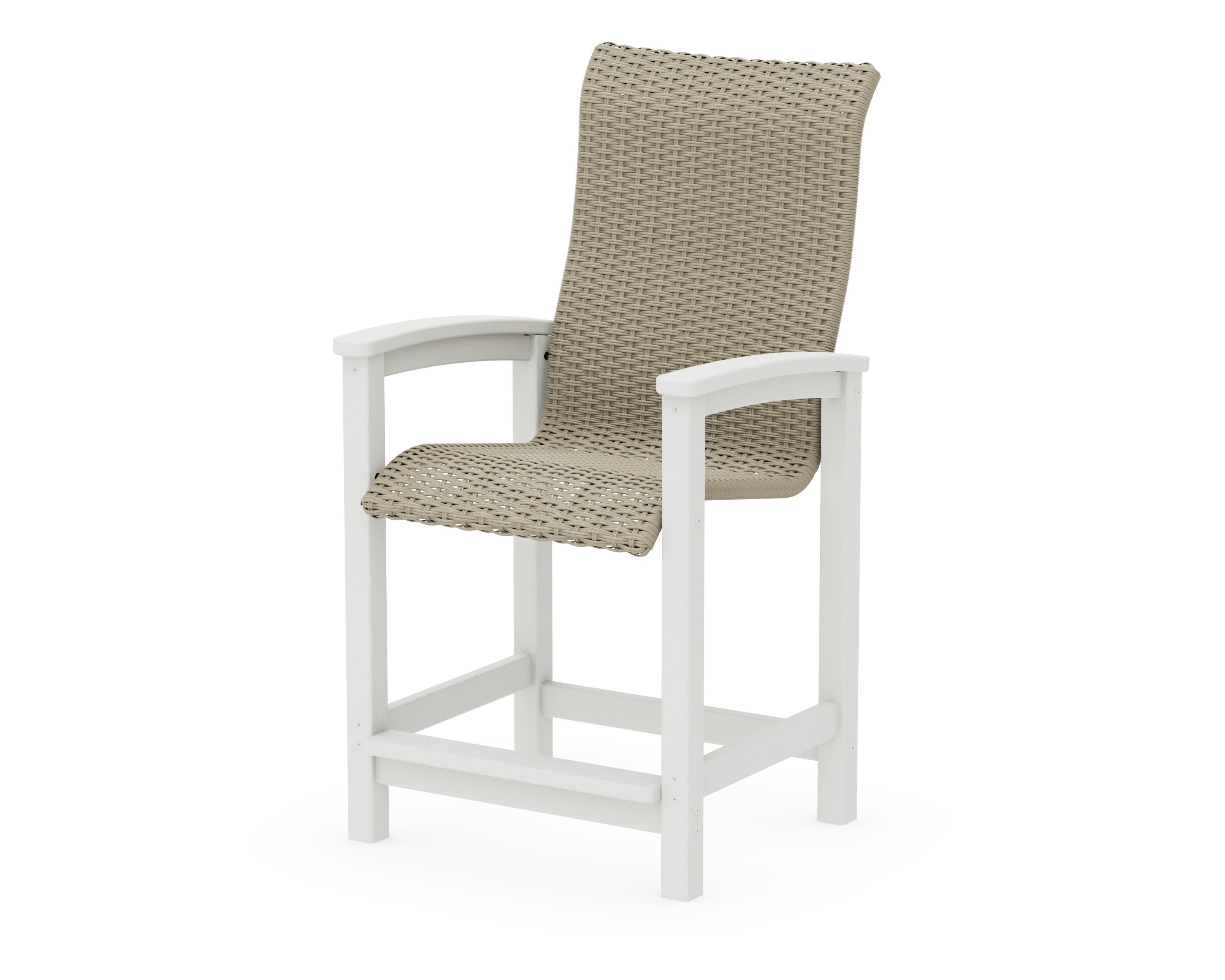Coastal Woven High-Back Counter Chair in Vintage White / Dune Grass