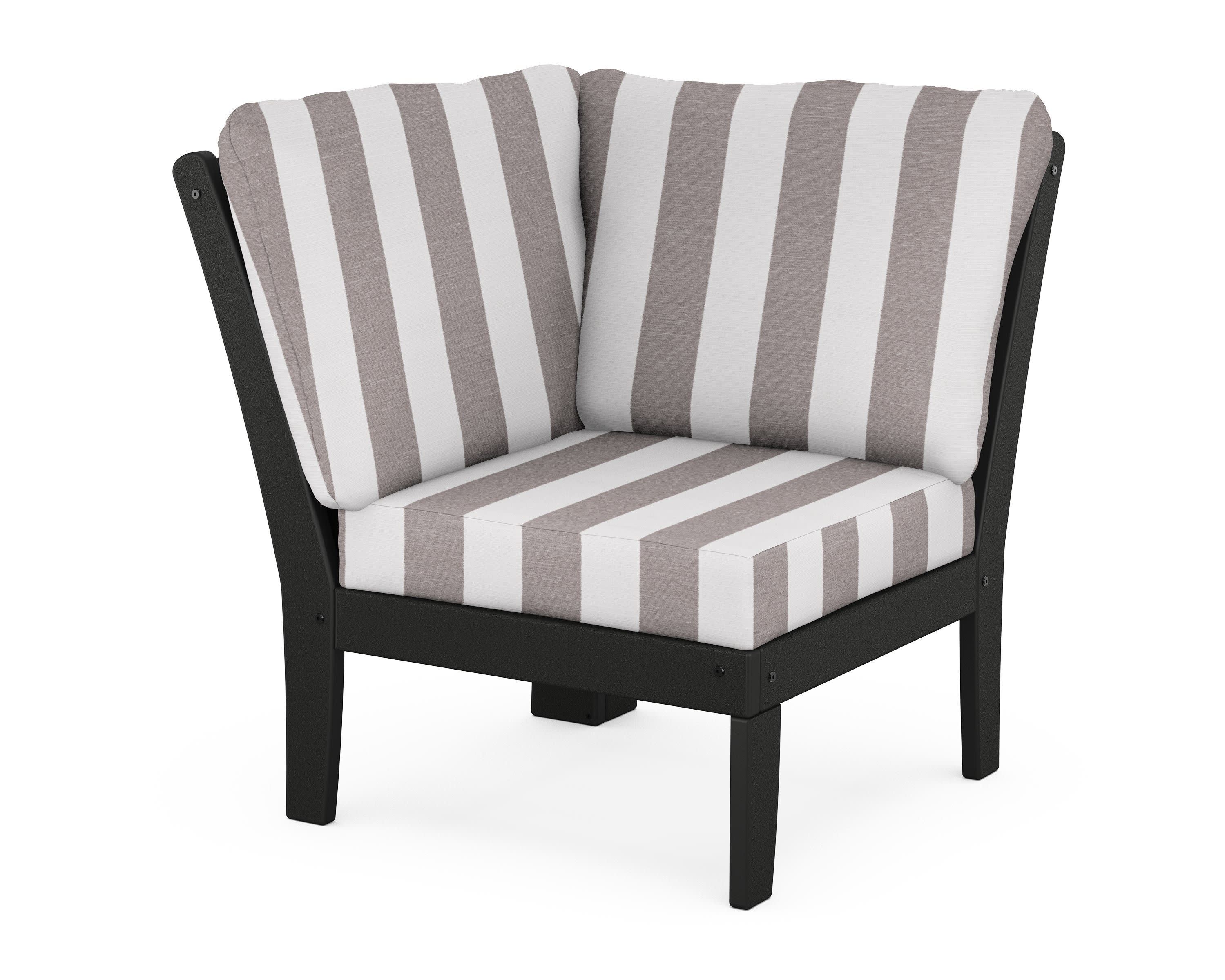 Braxton Modular Corner Chair in Black / Cabana Stripe Grey Mist