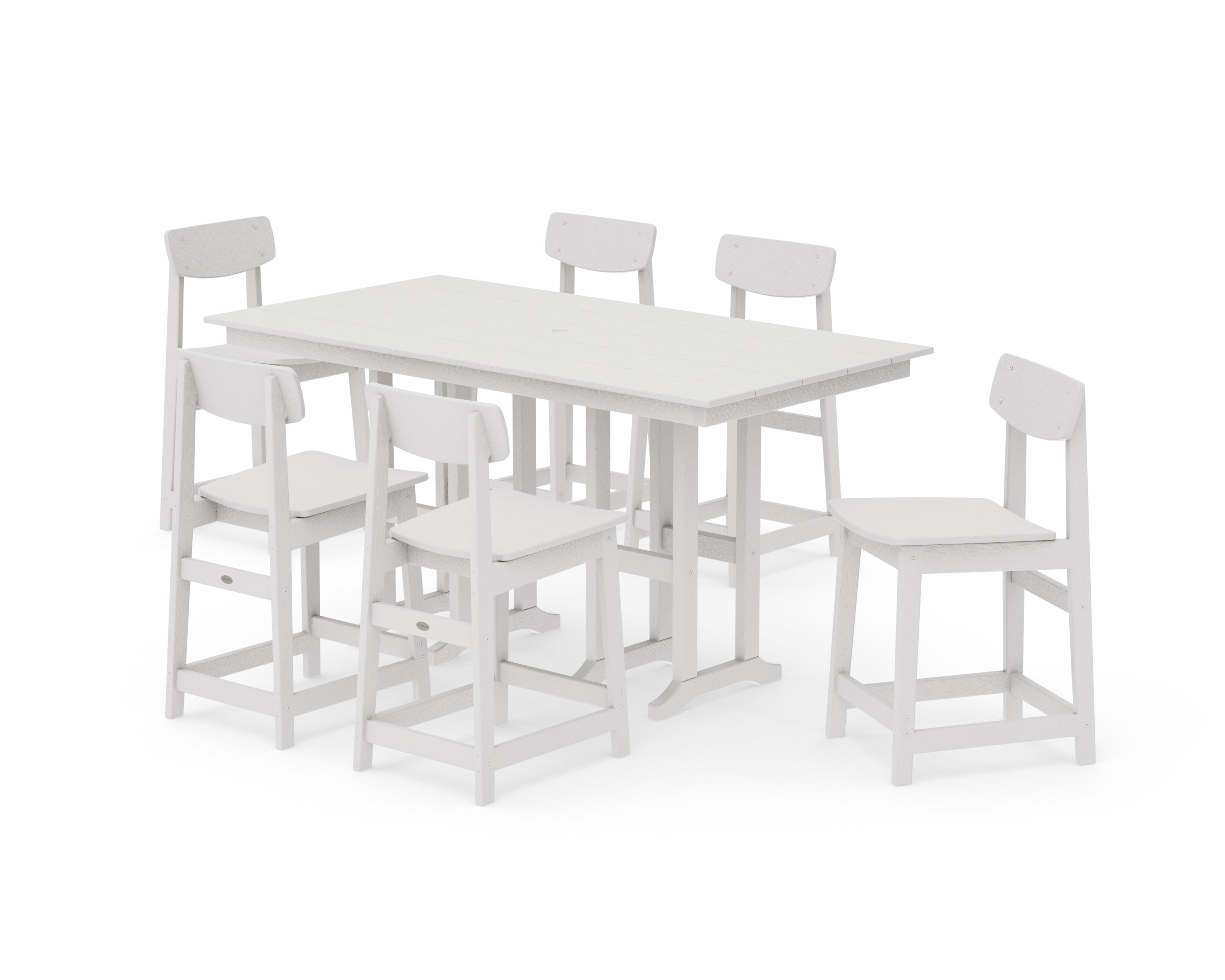 Modern Studio Urban Counter Chair 7-Piece Set in Vintage White