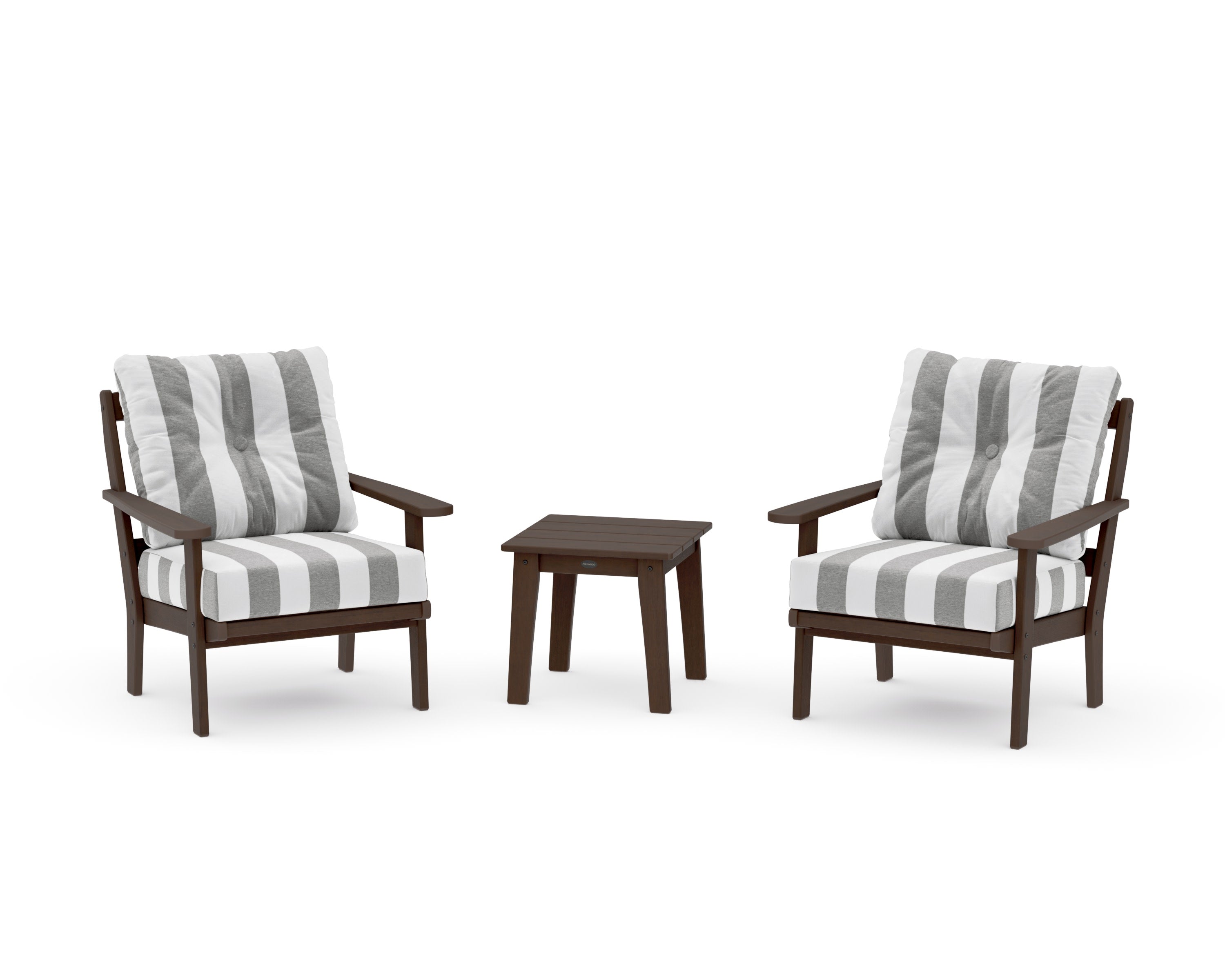 Mission 3-Piece Deep Seating Set in Kona / Cabana Stripe Grey Mist