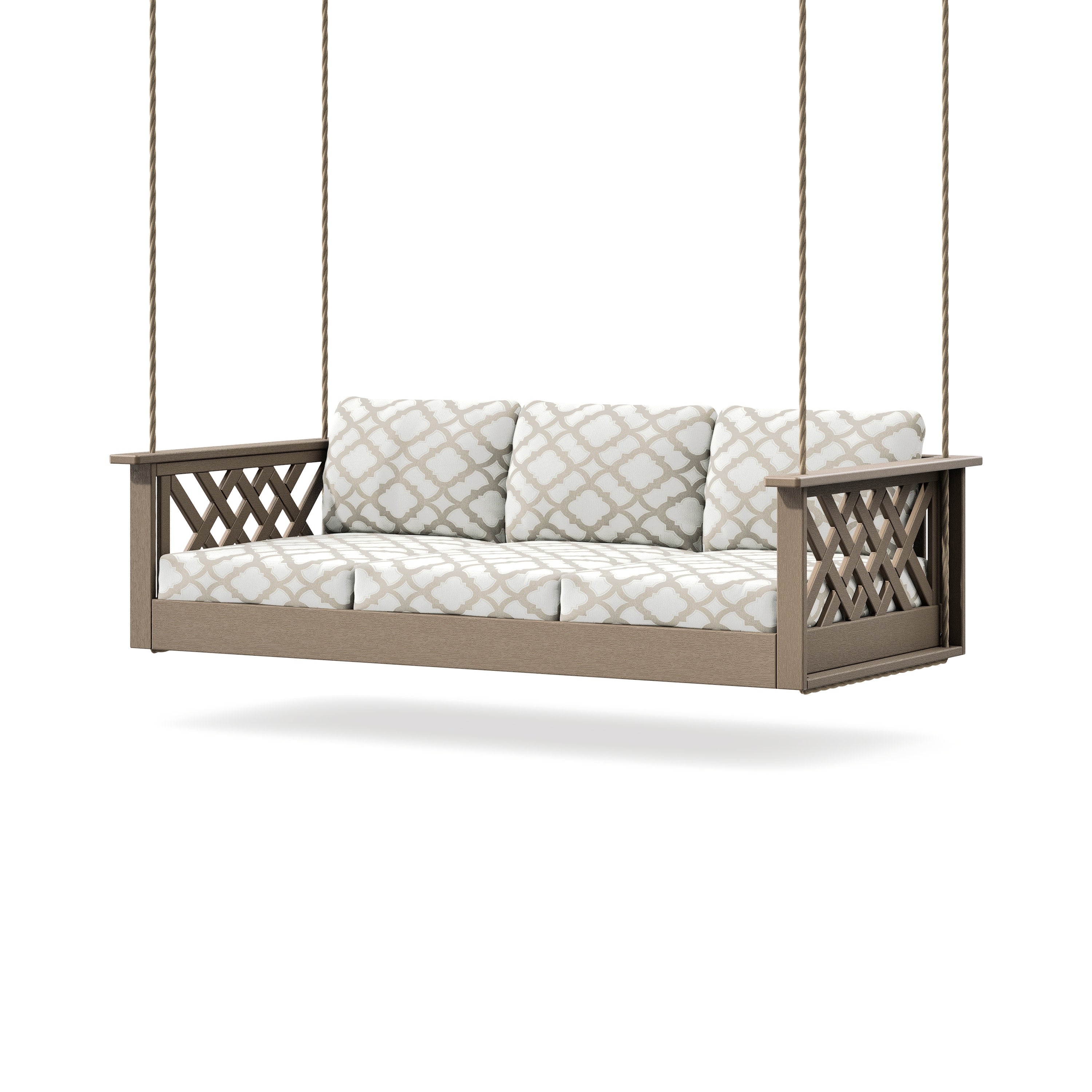 Wovendale Daybed Swing in Vintage Sahara / Trellis Dune Burlap