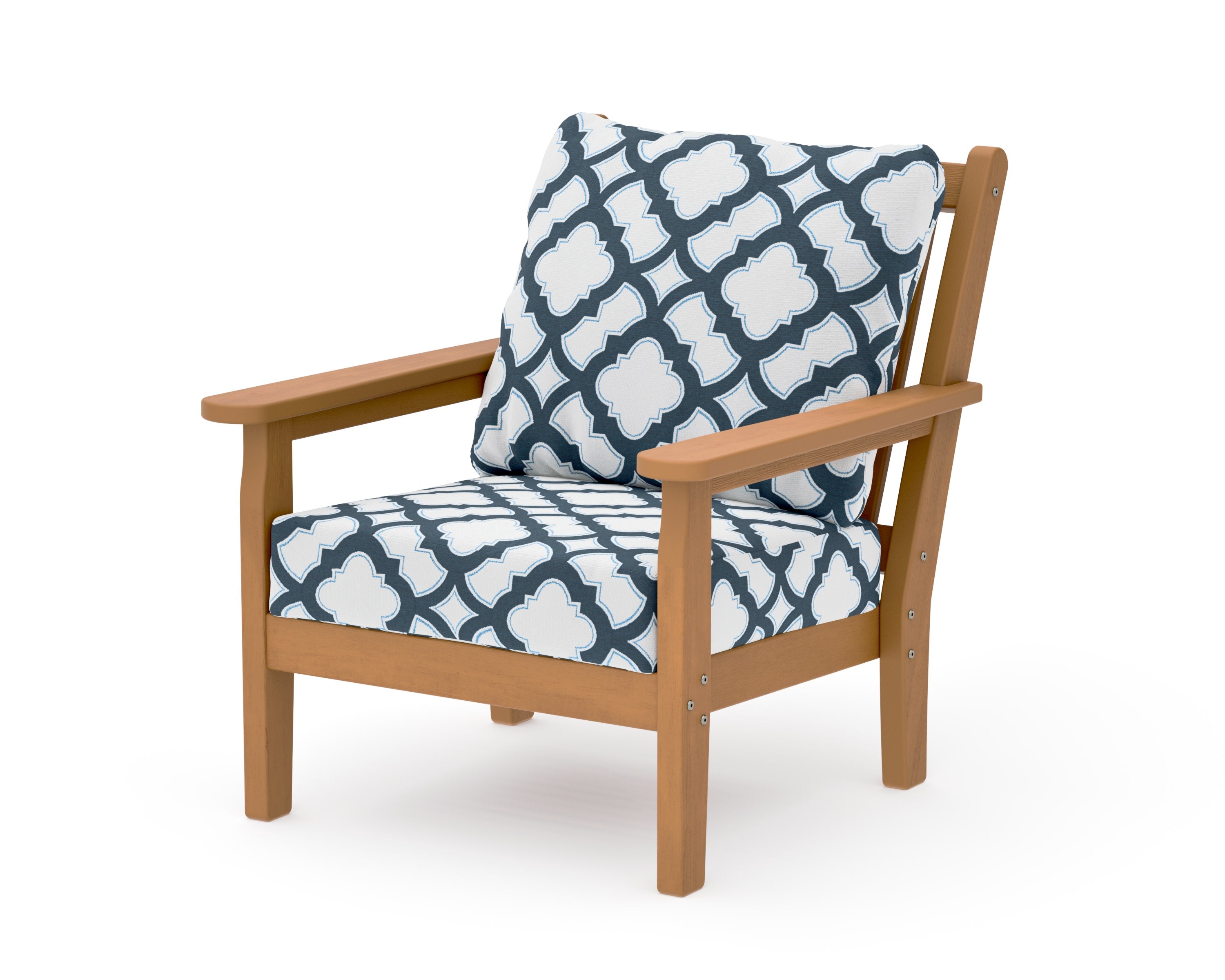 Chippendale Deep Seating Chair in Natural / Trellis Marine Indigo