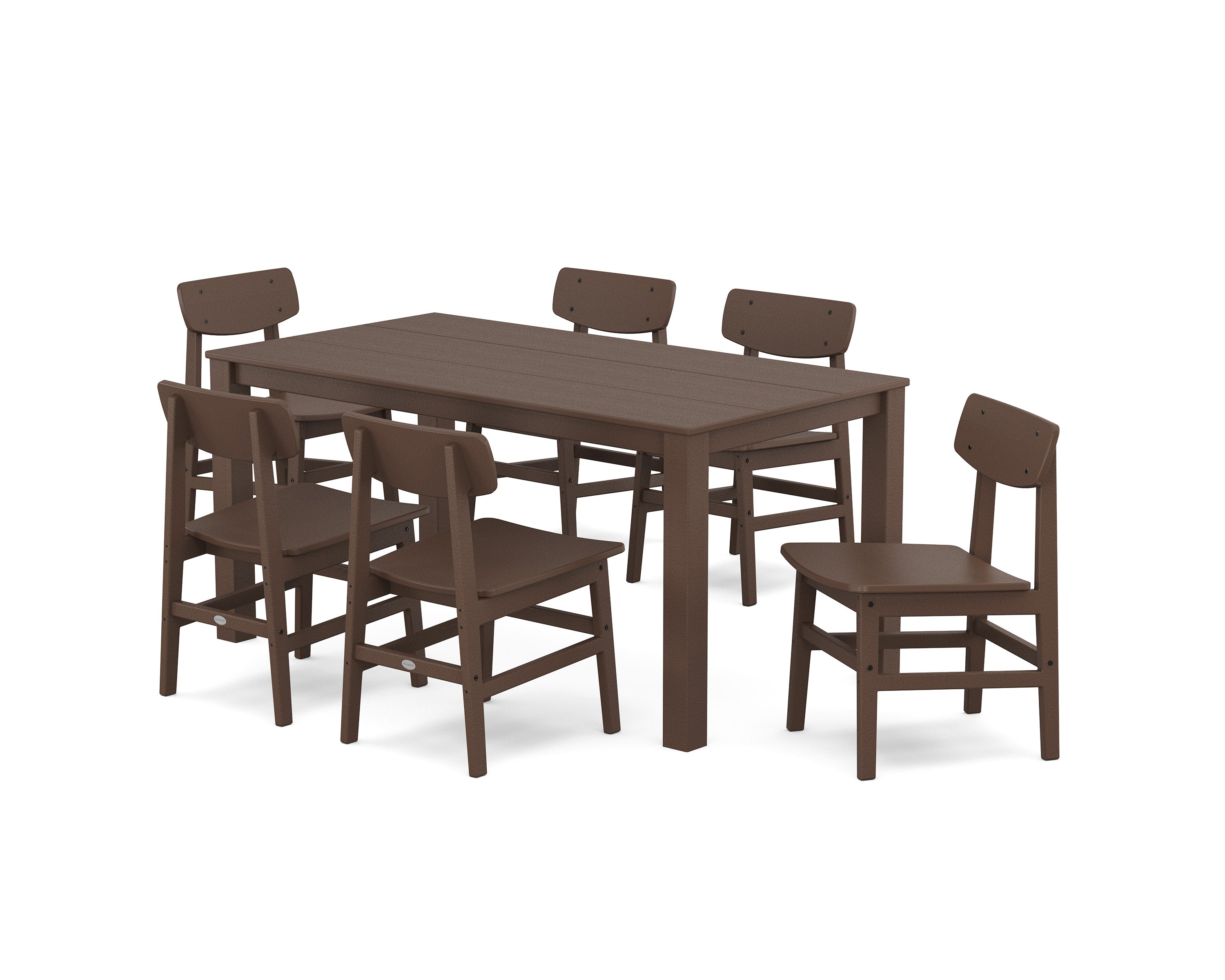 Modern Studio Urban Chair 7-Piece Parsons Table Dining Set in Mahogany