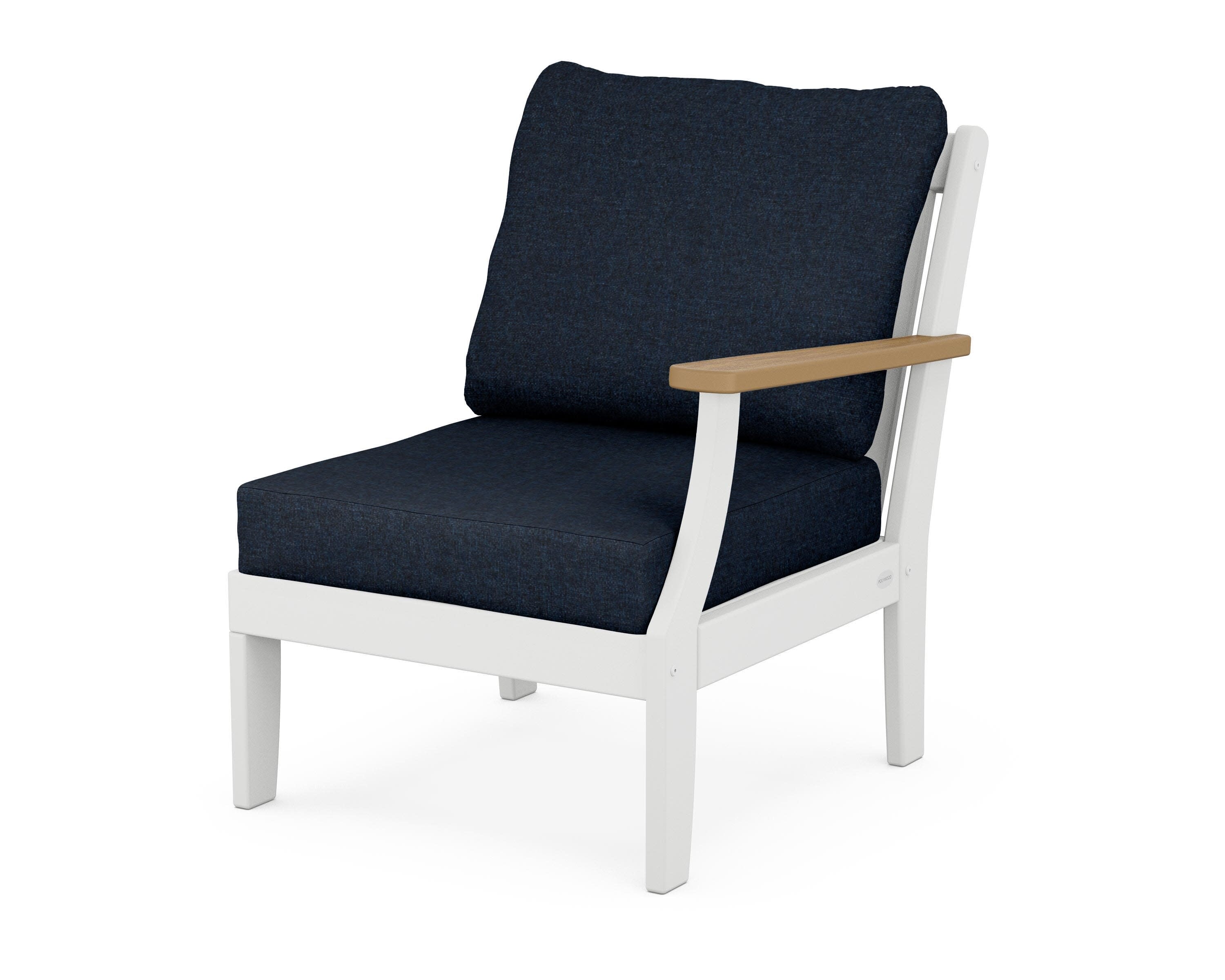 Braxton Modular Right Arm Chair in White / Natural / Marine Indigo
