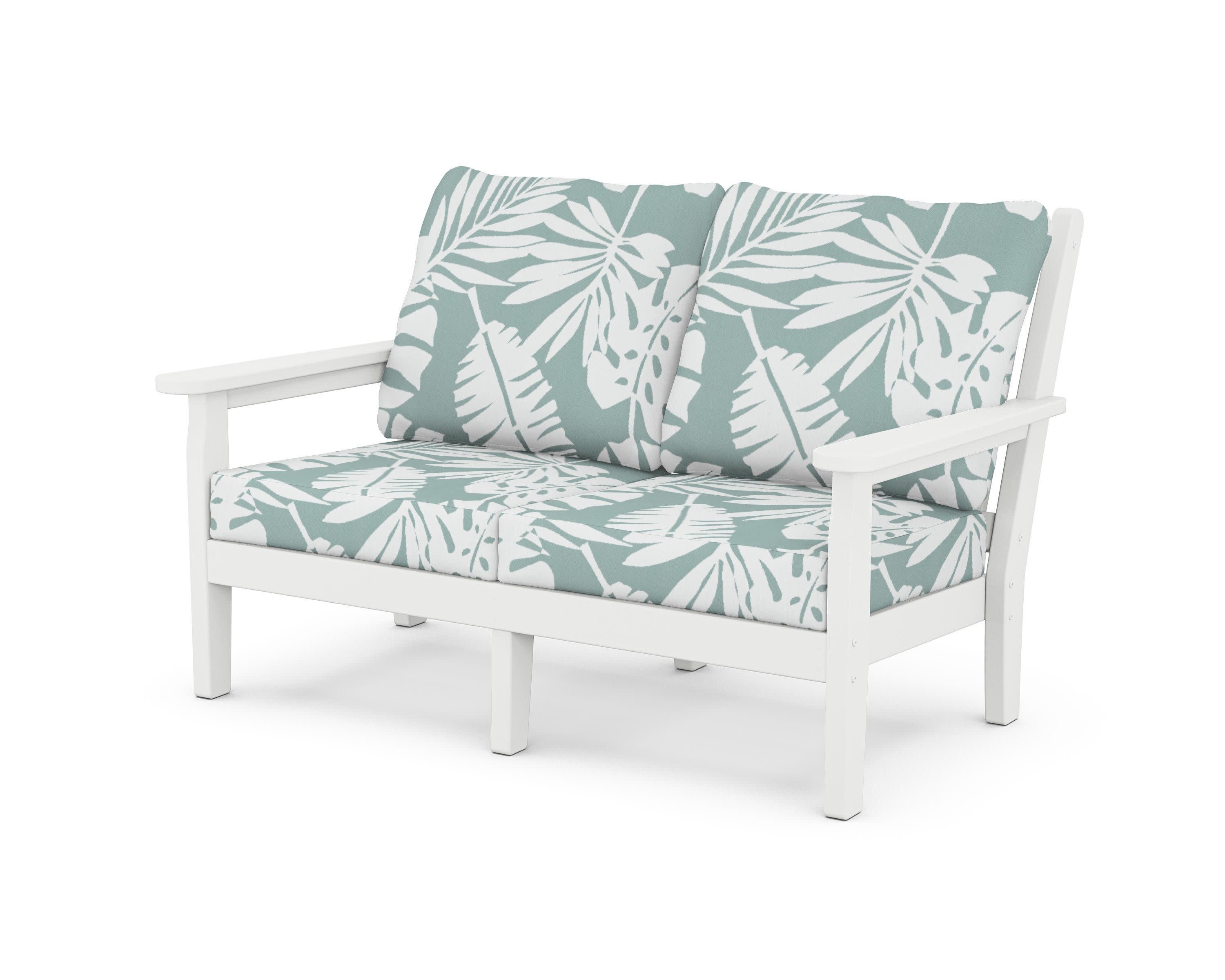 Chippendale Deep Seating Loveseat in White / Leaf Glacier Spa